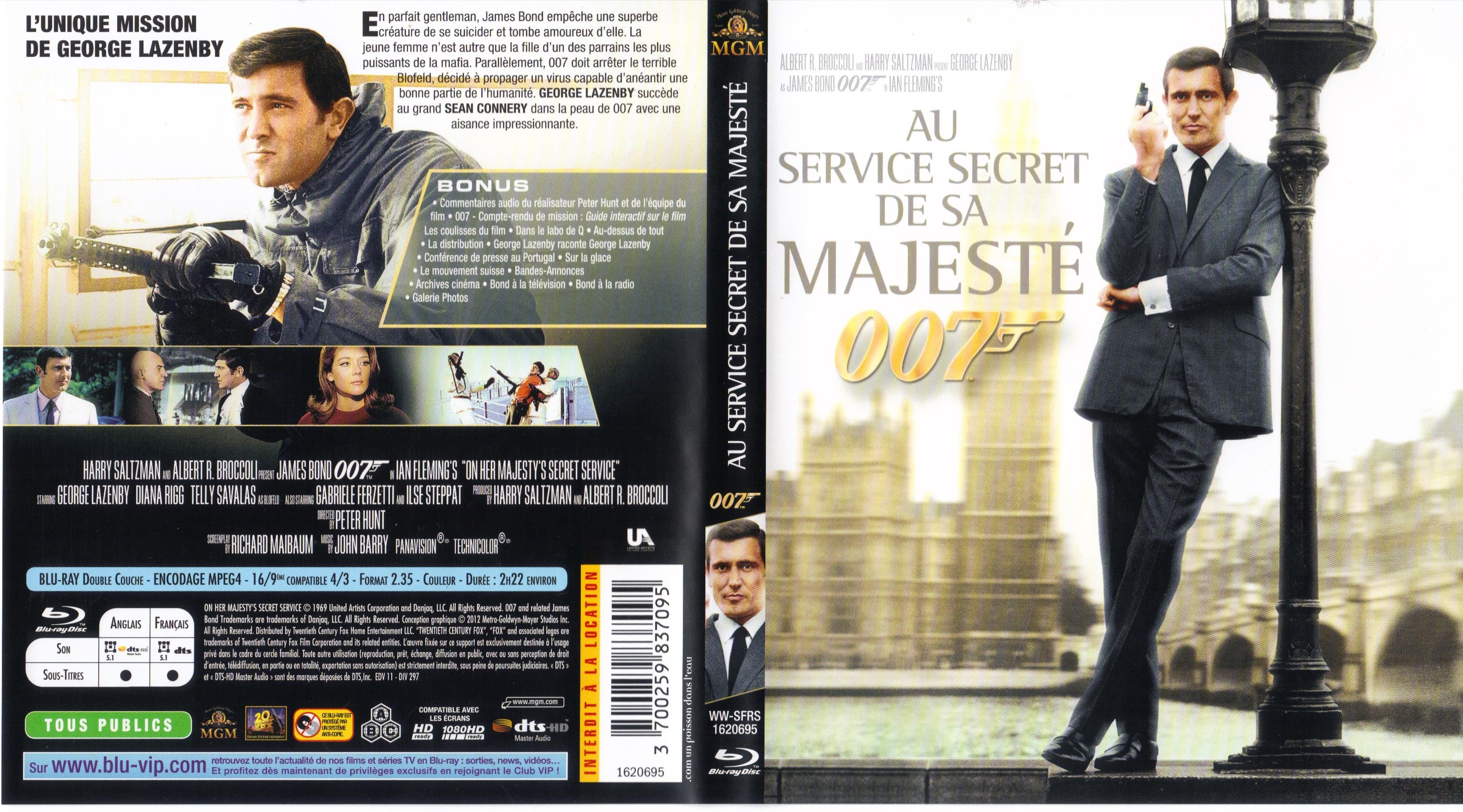 Jaquette DVD James Bond 007 Au service secret de sa majest (BLU-RAY)
