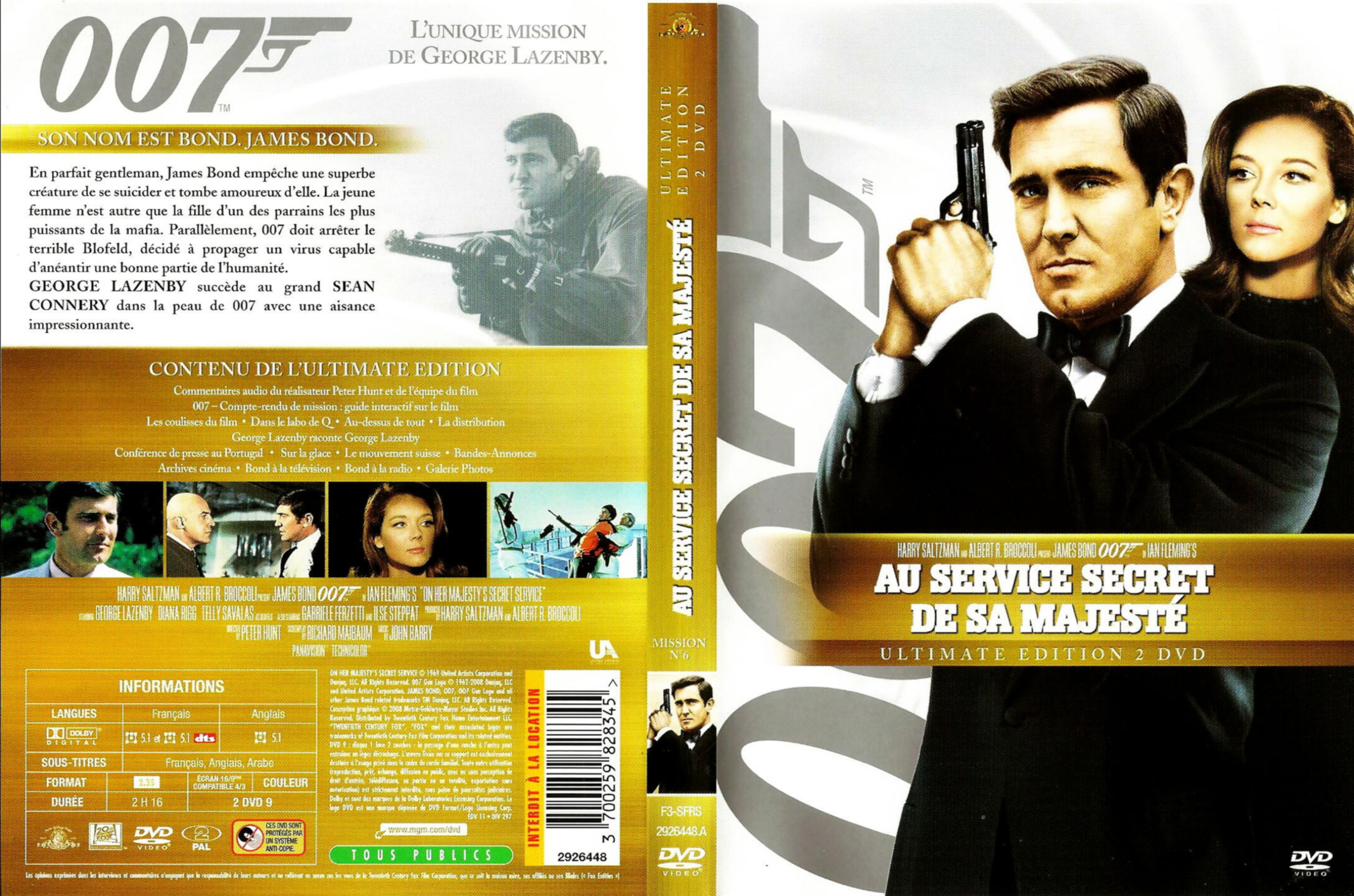 Jaquette DVD James Bond 007 Au service secret de sa majest v2