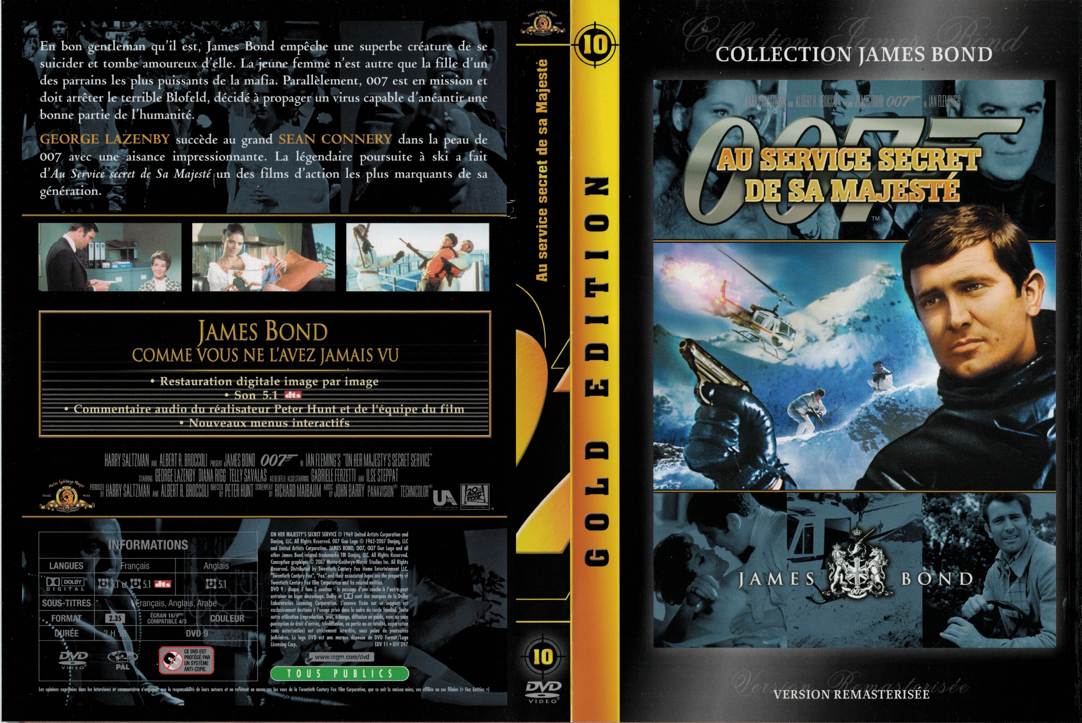 Jaquette DVD James Bond 007 Au service secret de sa majest� v3
