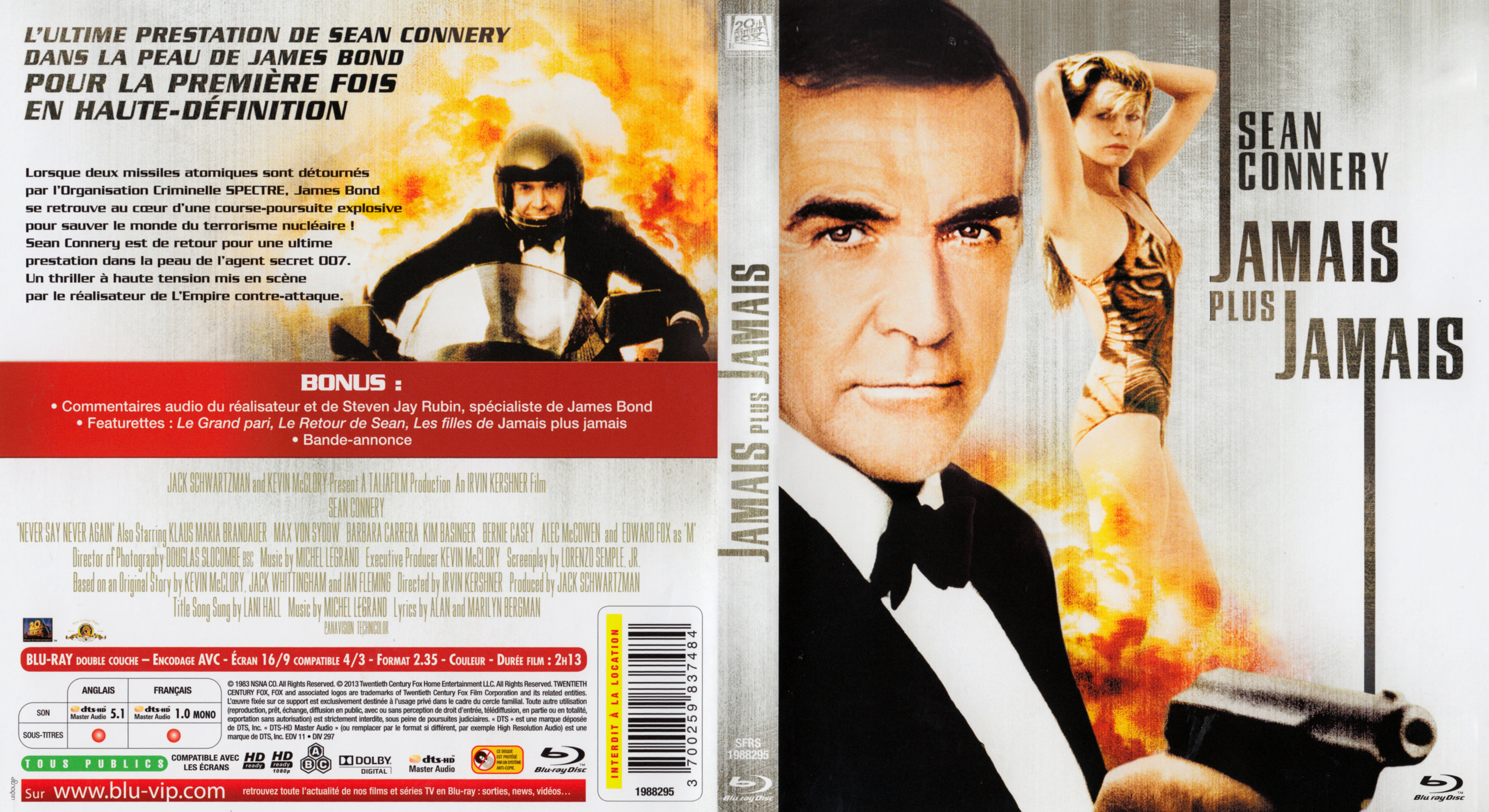 Jaquette DVD James Bond 007 Jamais plus jamais (BLU-RAY)