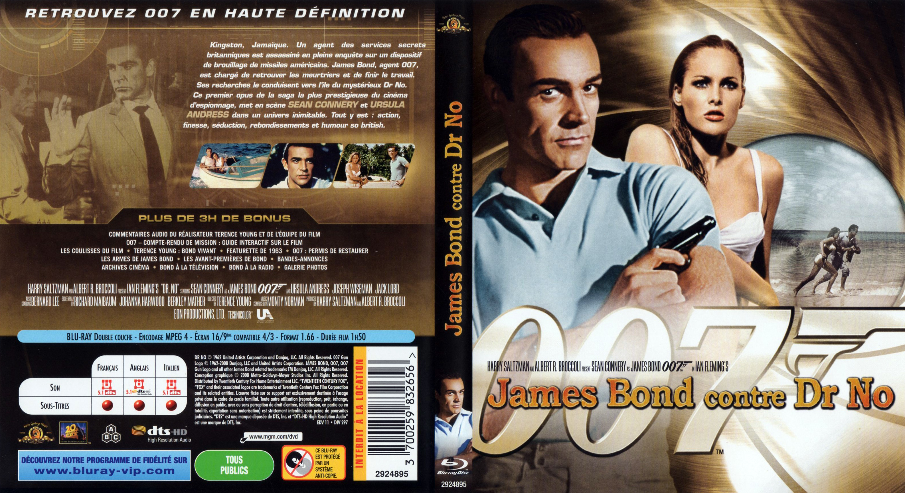 Jaquette DVD James Bond 007 James bond contre docteur No (BLU-RAY)