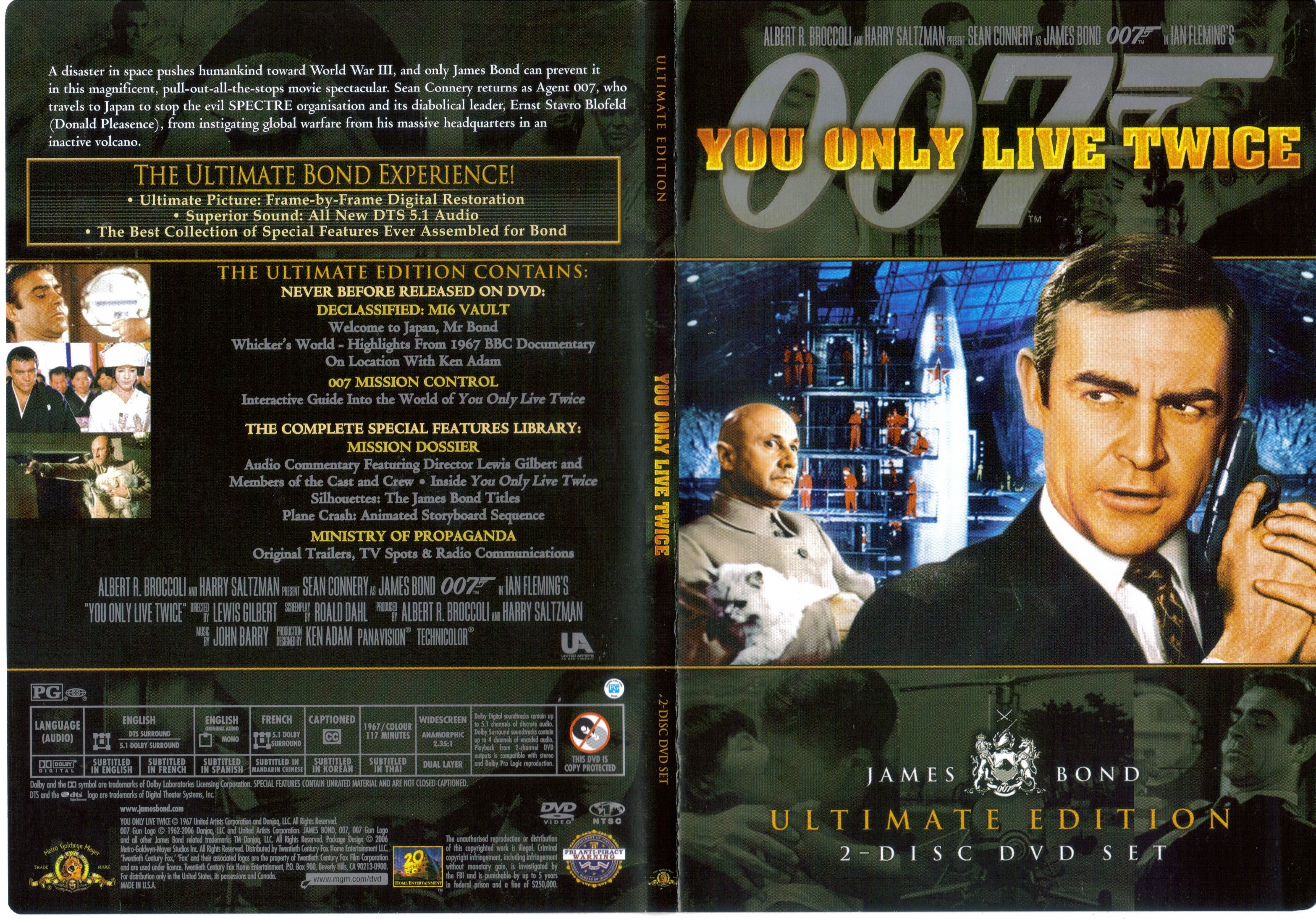 Jaquette DVD James Bond 007 On ne vit que deux fois Ultimate Edition - SLIM (Canadienne)