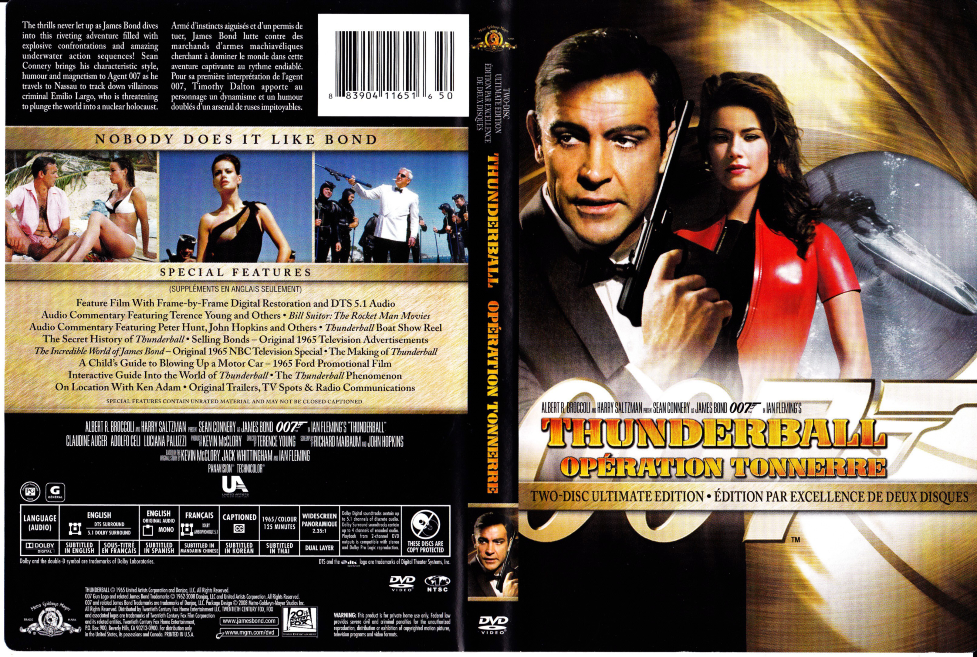 Jaquette DVD James Bond 007 Opration tonnerre (Canadienne)