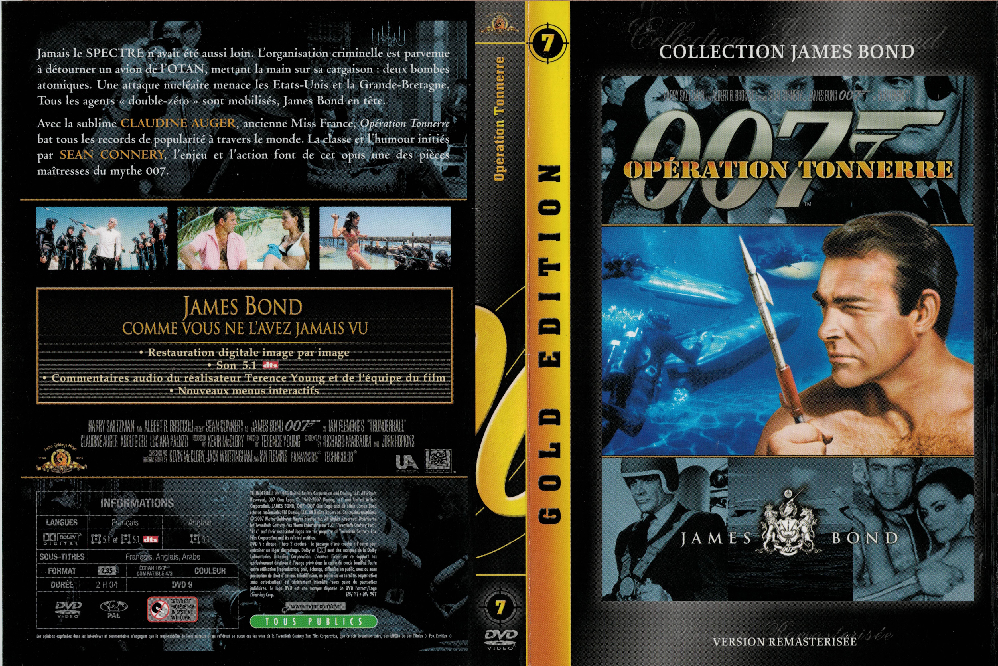 Jaquette DVD James Bond 007 Op�ration tonnerre v3