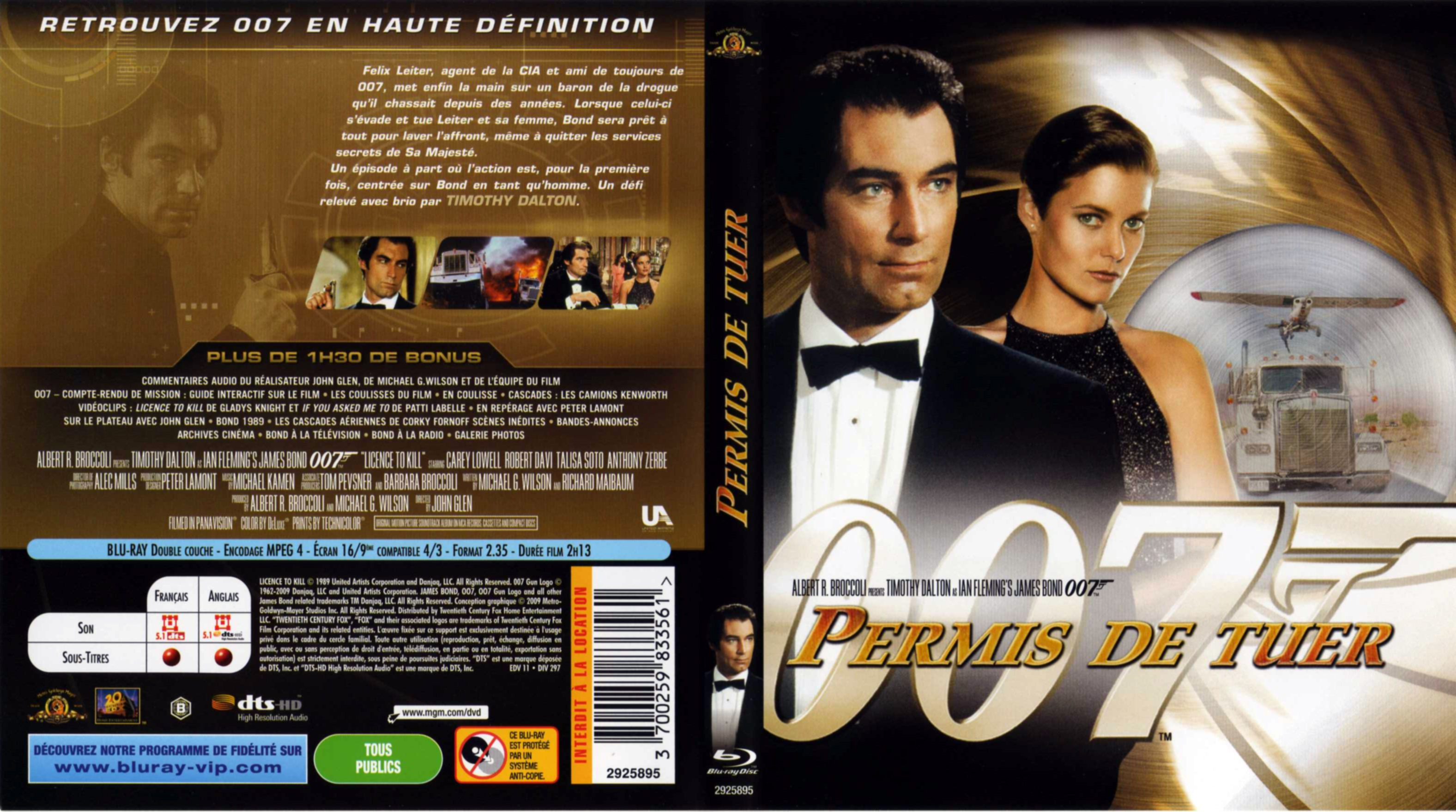Jaquette DVD James Bond 007 Permis de tuer (BLU-RAY)