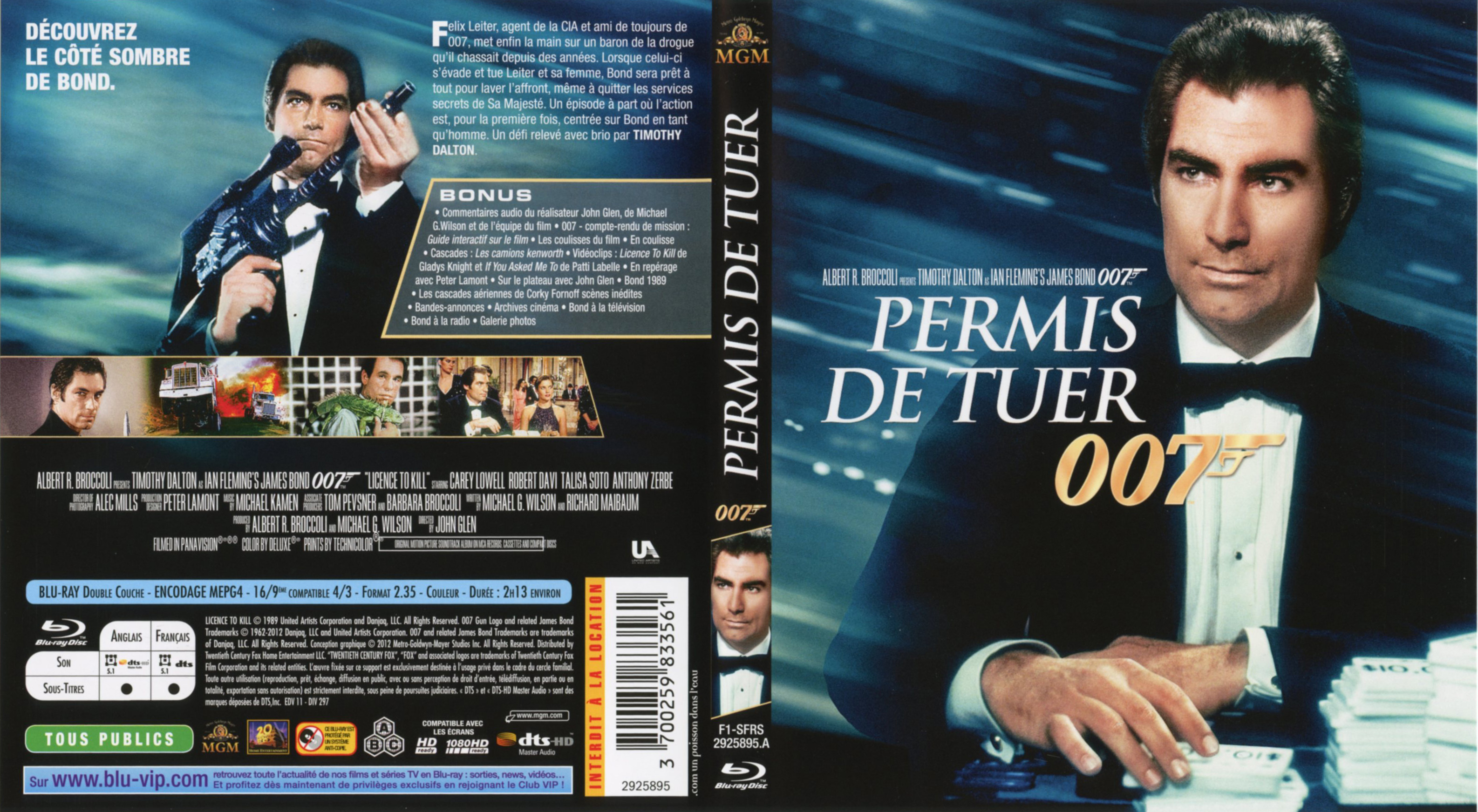 Jaquette DVD James Bond 007 Permis de tuer (BLU-RAY) v2