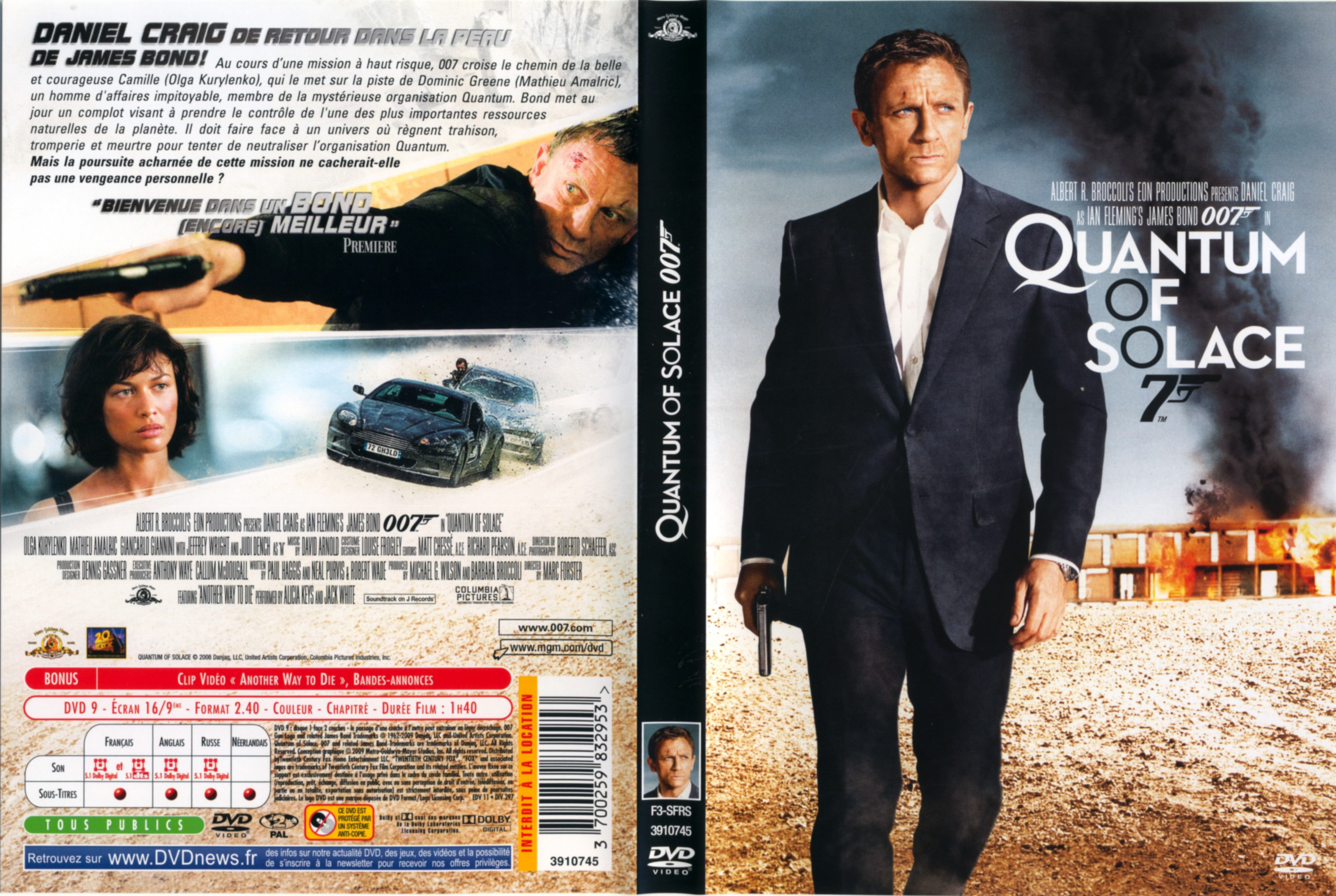Jaquette DVD James Bond 007 Quantum of solace