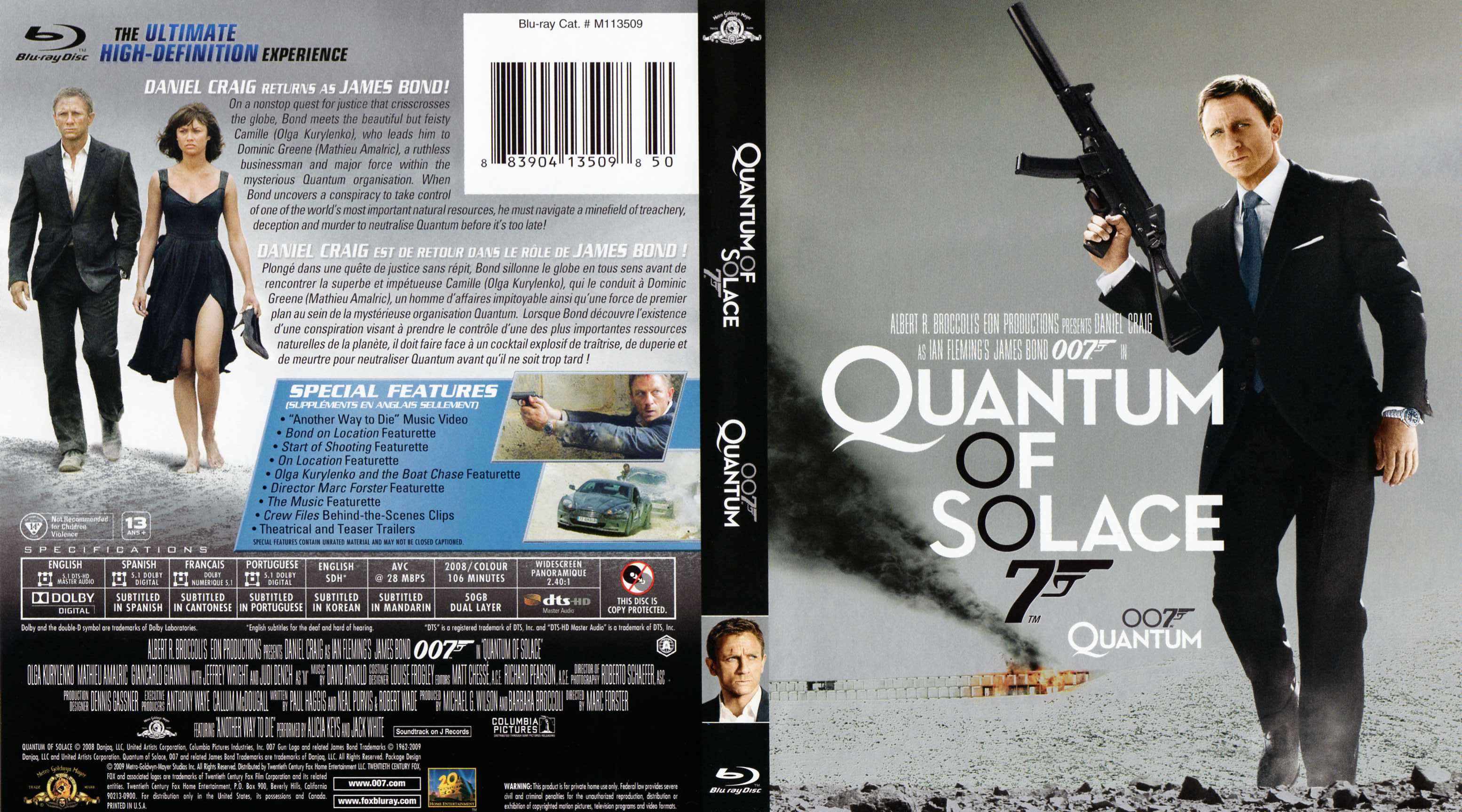 Jaquette DVD James Bond 007 Quantum of solace Zone 1 (BLU-RAY)