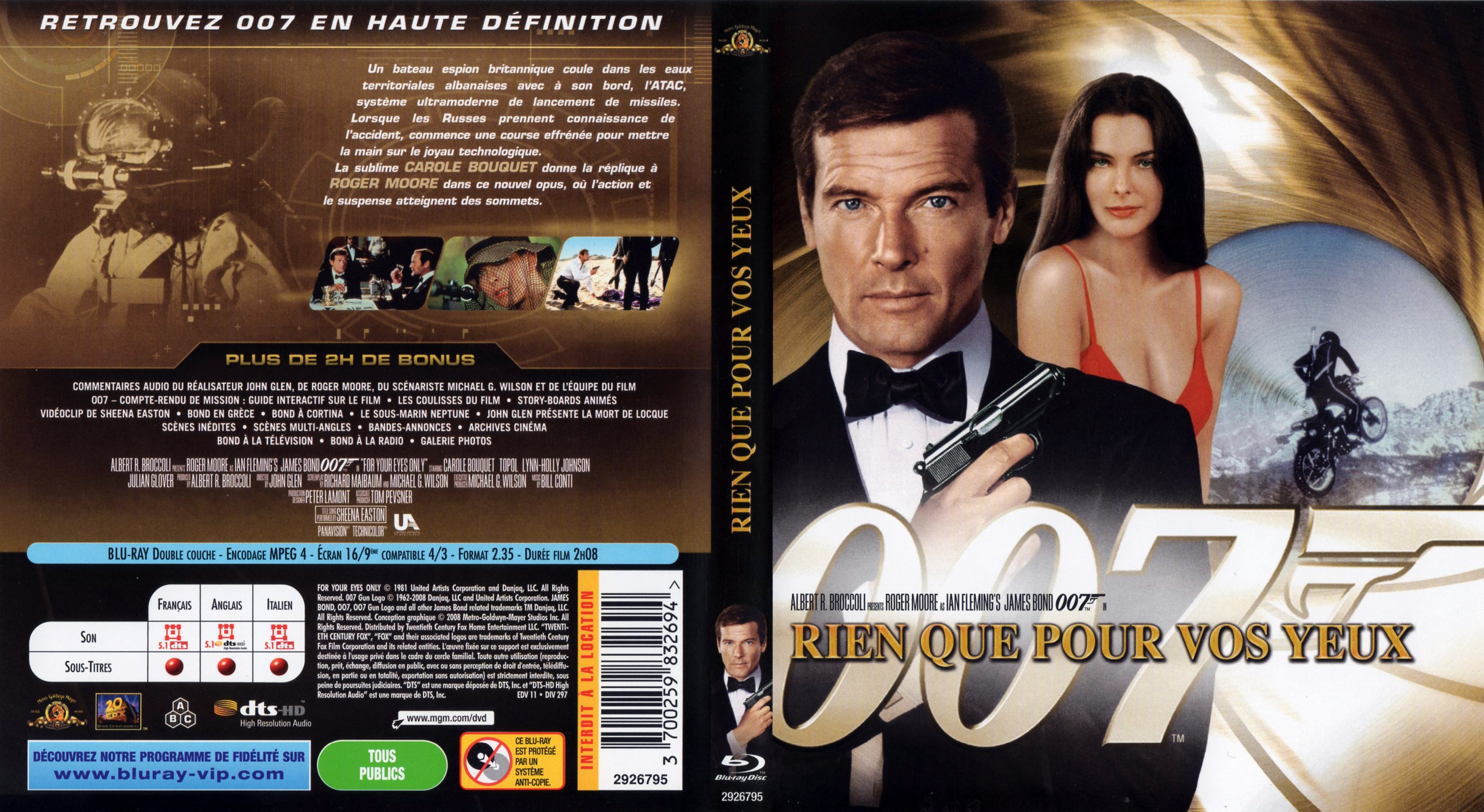 Jaquette DVD James Bond 007 Rien que pour vos yeux (BLU-RAY)