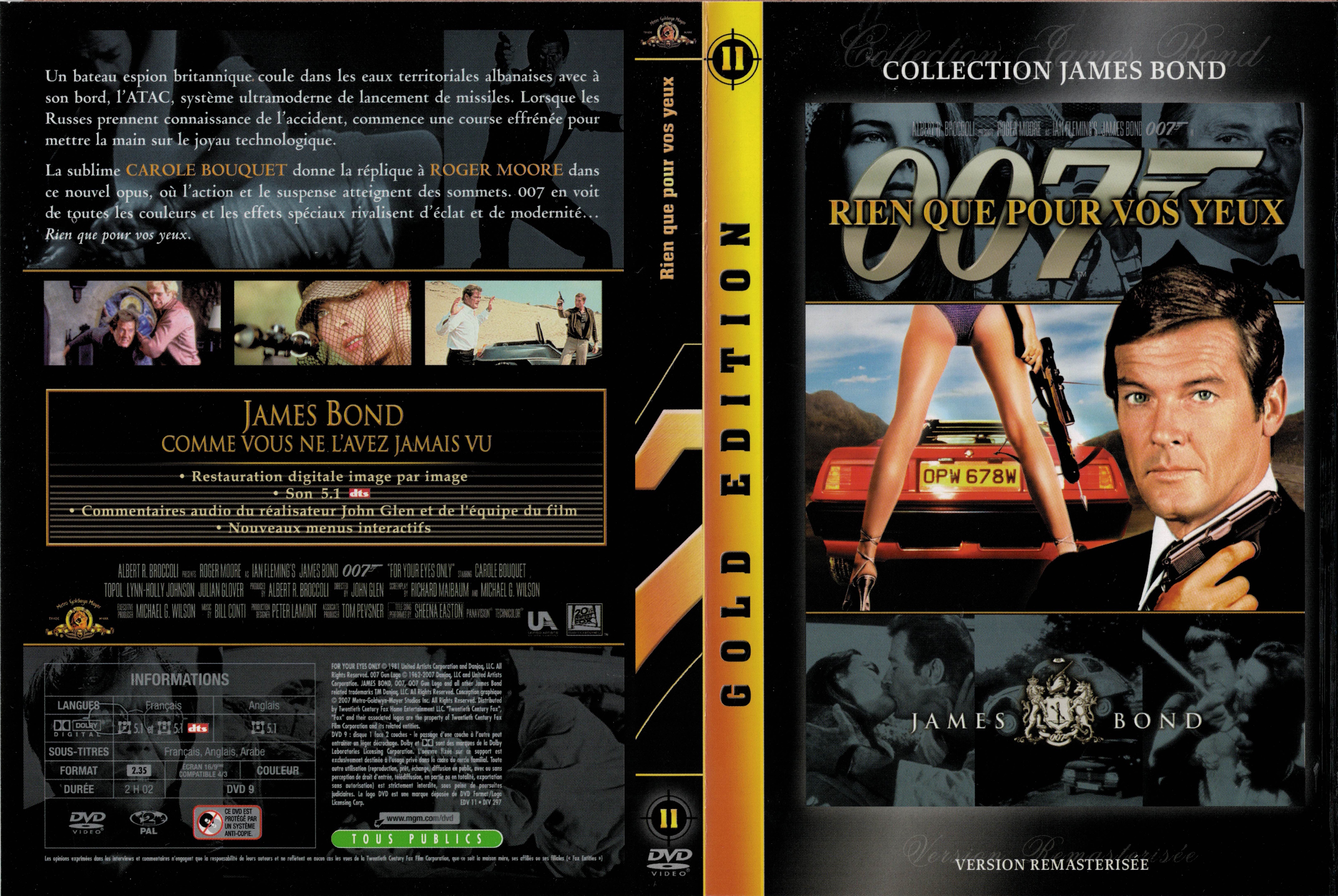 Jaquette DVD James Bond 007 Rien que pour vos yeux v4