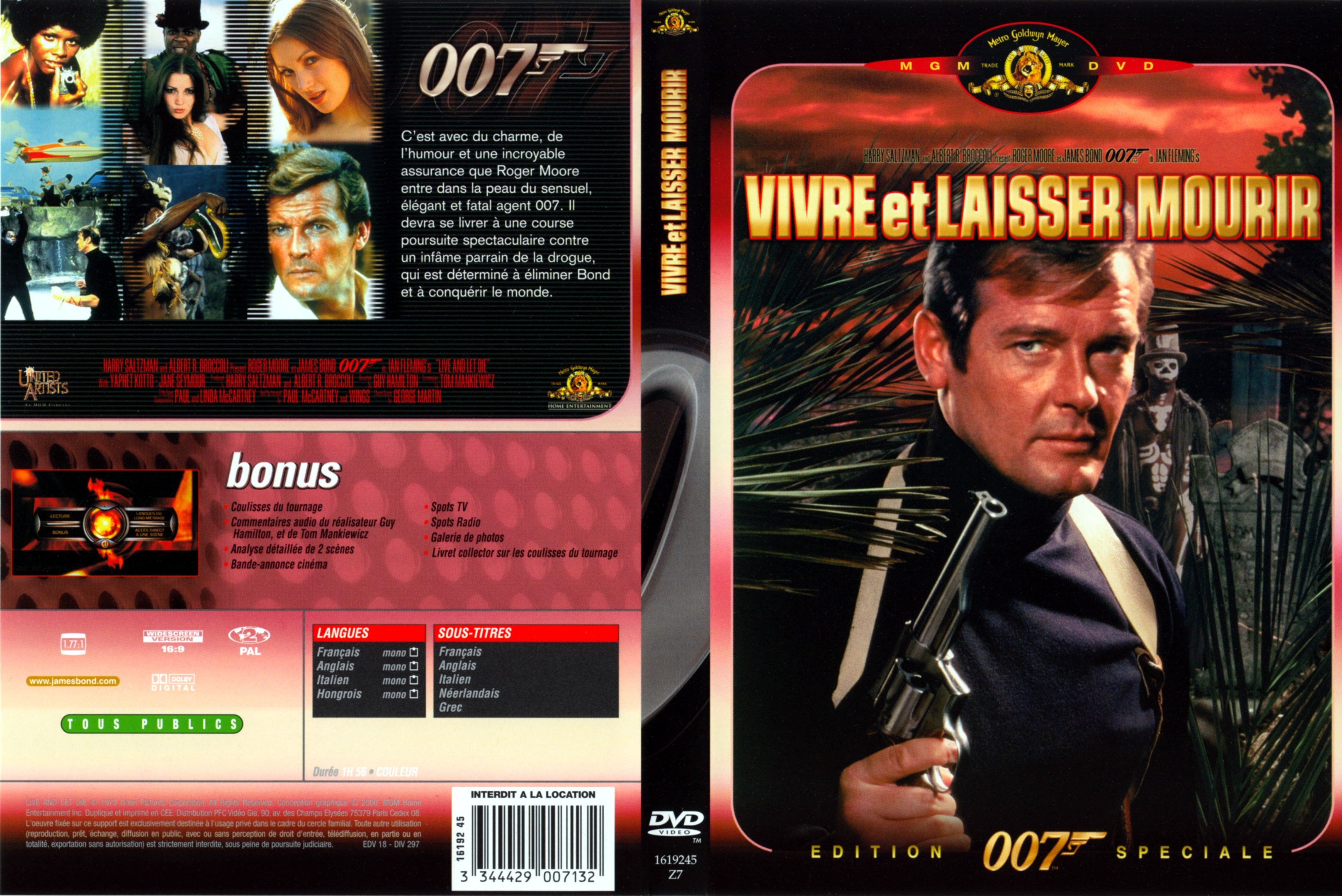 Jaquette DVD James Bond 007 Vivre et laisser mourir