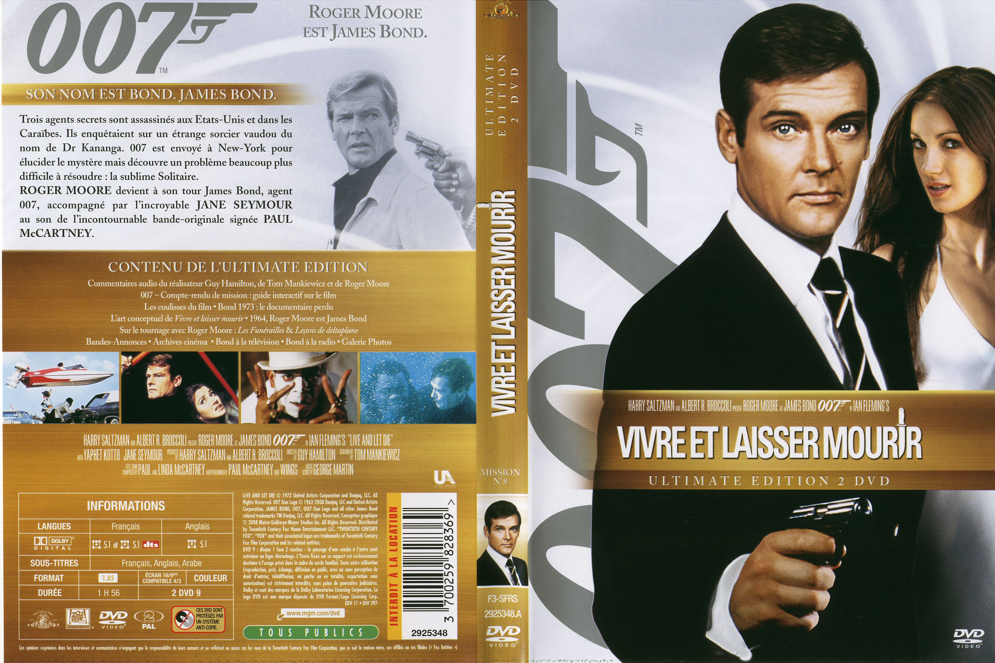 Jaquette DVD James Bond 007 Vivre et laisser mourir Ultimate Edition v2