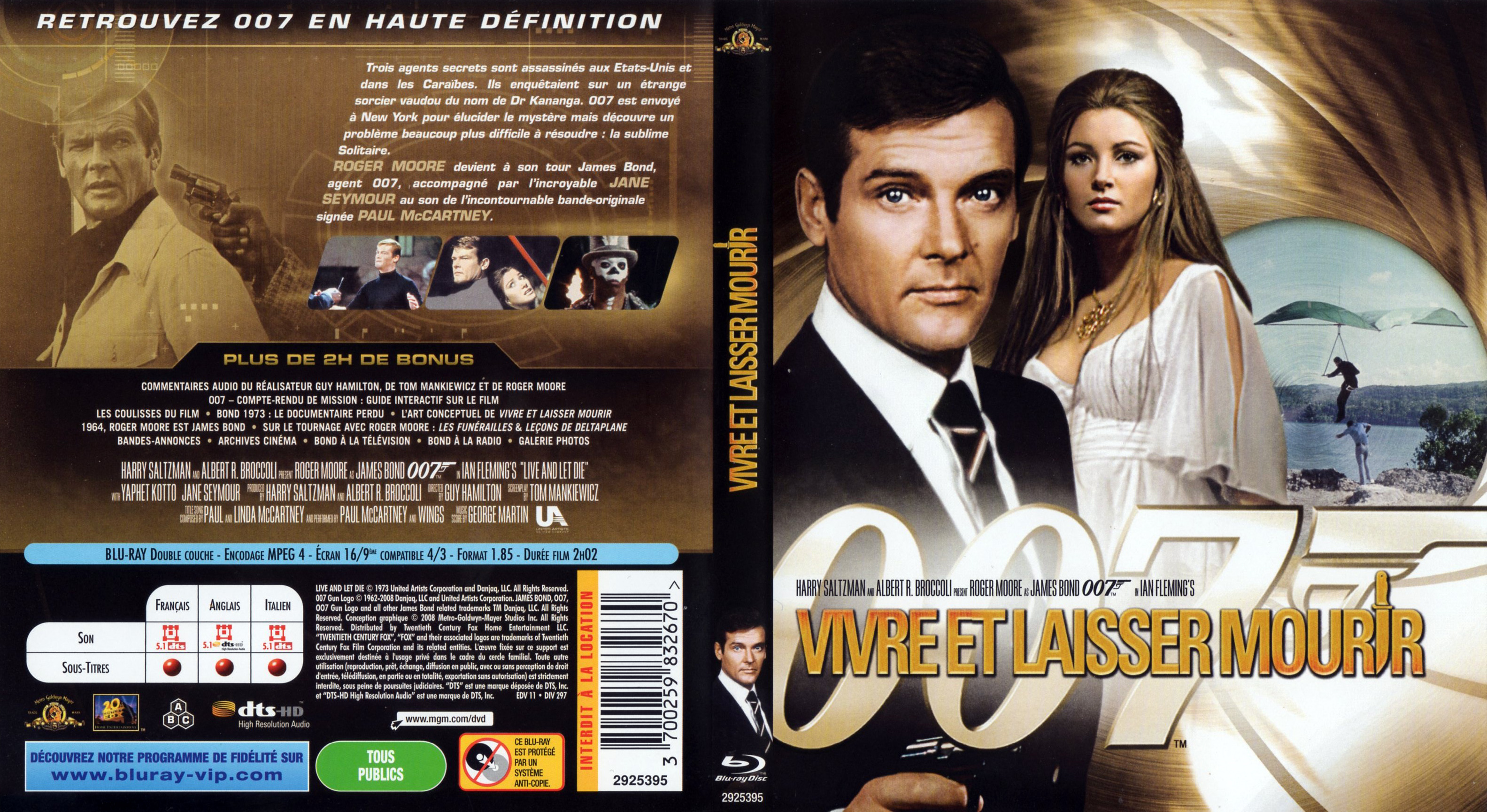 Jaquette DVD James Bond 007 Vivre et laisser mourir (BLU-RAY)