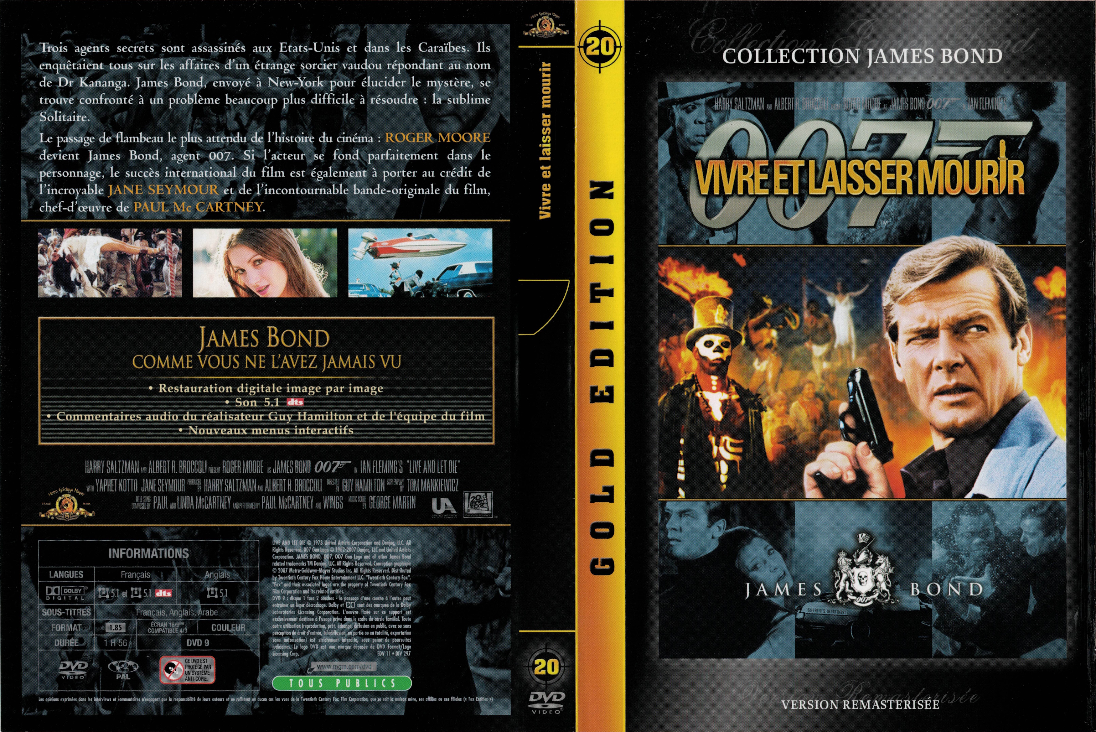 Jaquette DVD James Bond 007 Vivre et laisser mourir v3