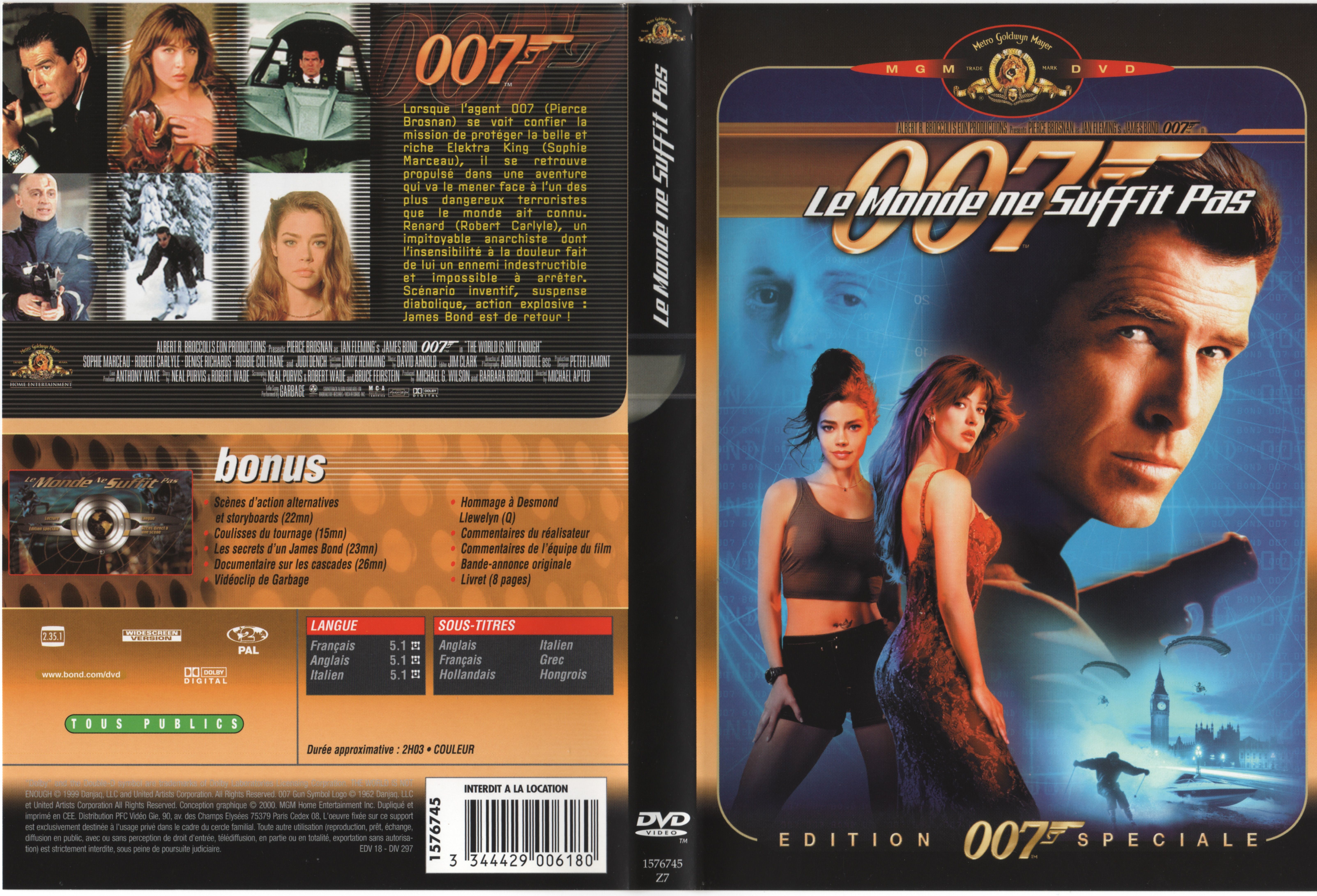 Jaquette DVD James bond 007 Le monde ne suffit pas