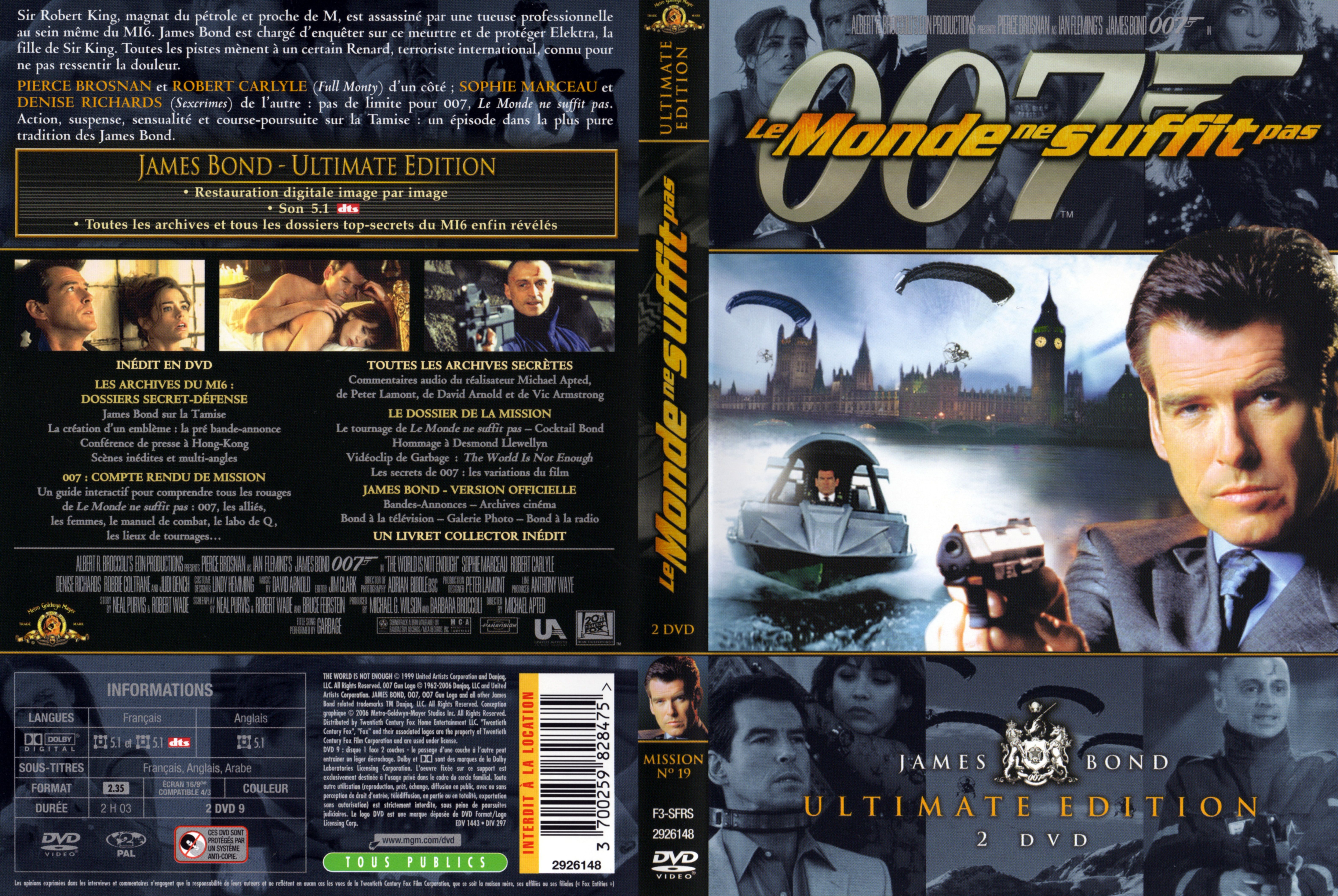 Jaquette DVD James bond 007 Le monde ne suffit pas Ultimate Edition