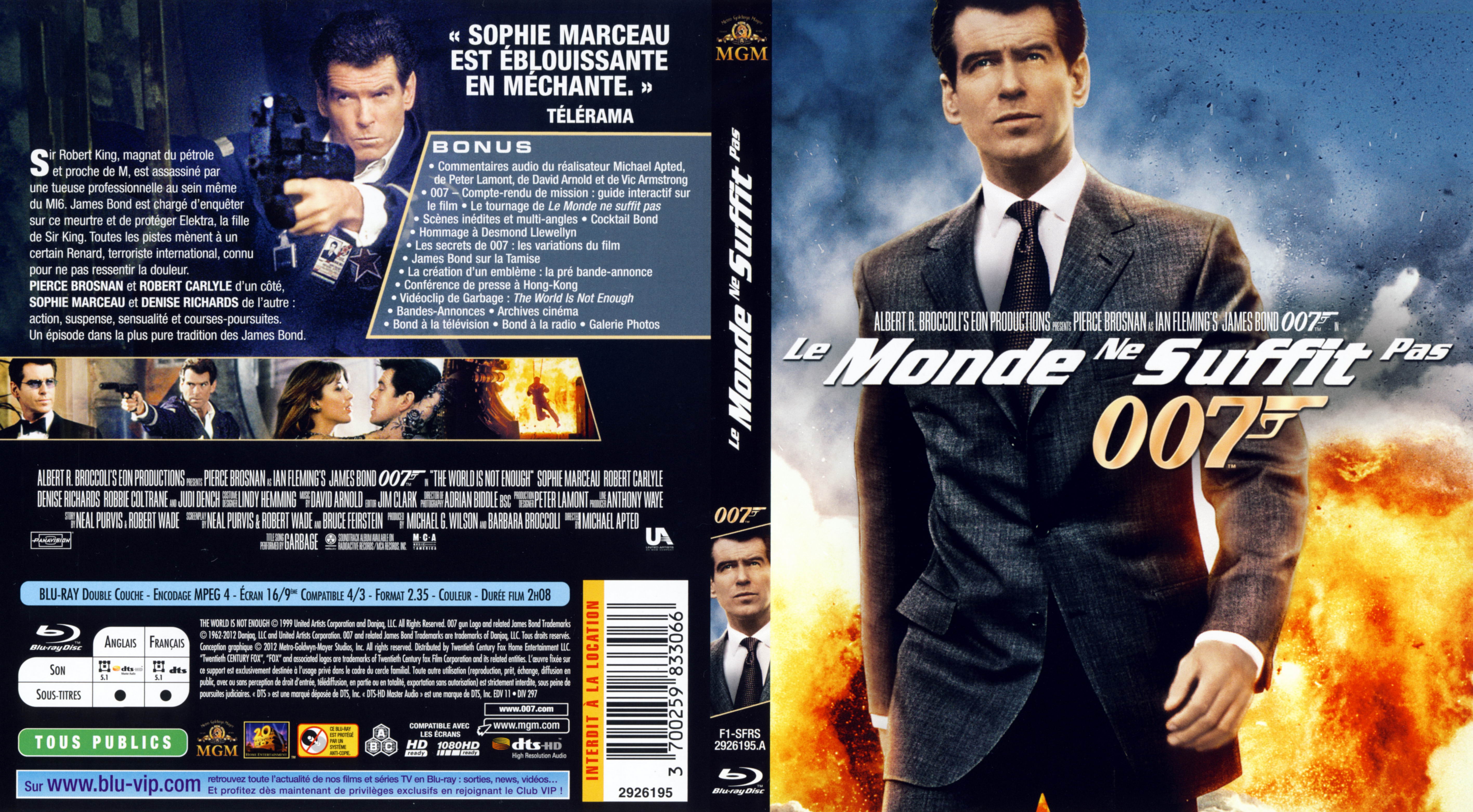 Jaquette DVD James bond 007 Le monde ne suffit pas (BLU-RAY) v2