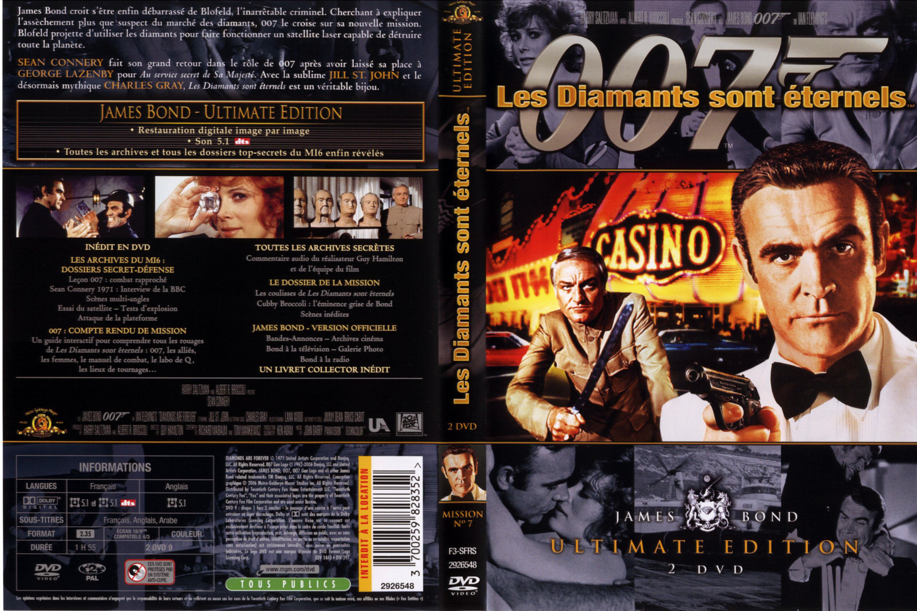 Jaquette DVD James bond 007 Les diamants sont ternels Ultimate Edition