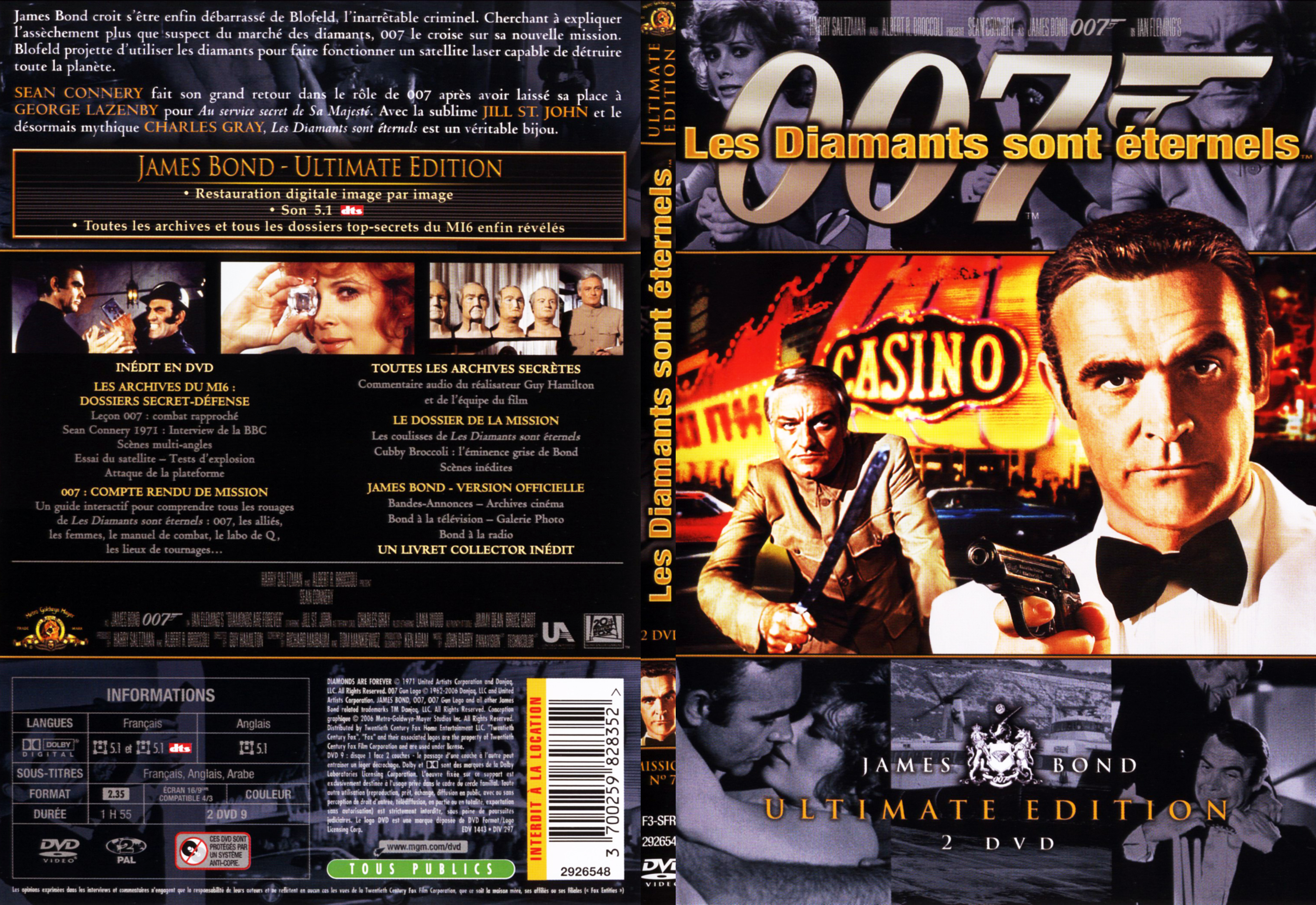 Jaquette DVD James bond 007 Les diamants sont ternels Ultimate Edition - SLIM