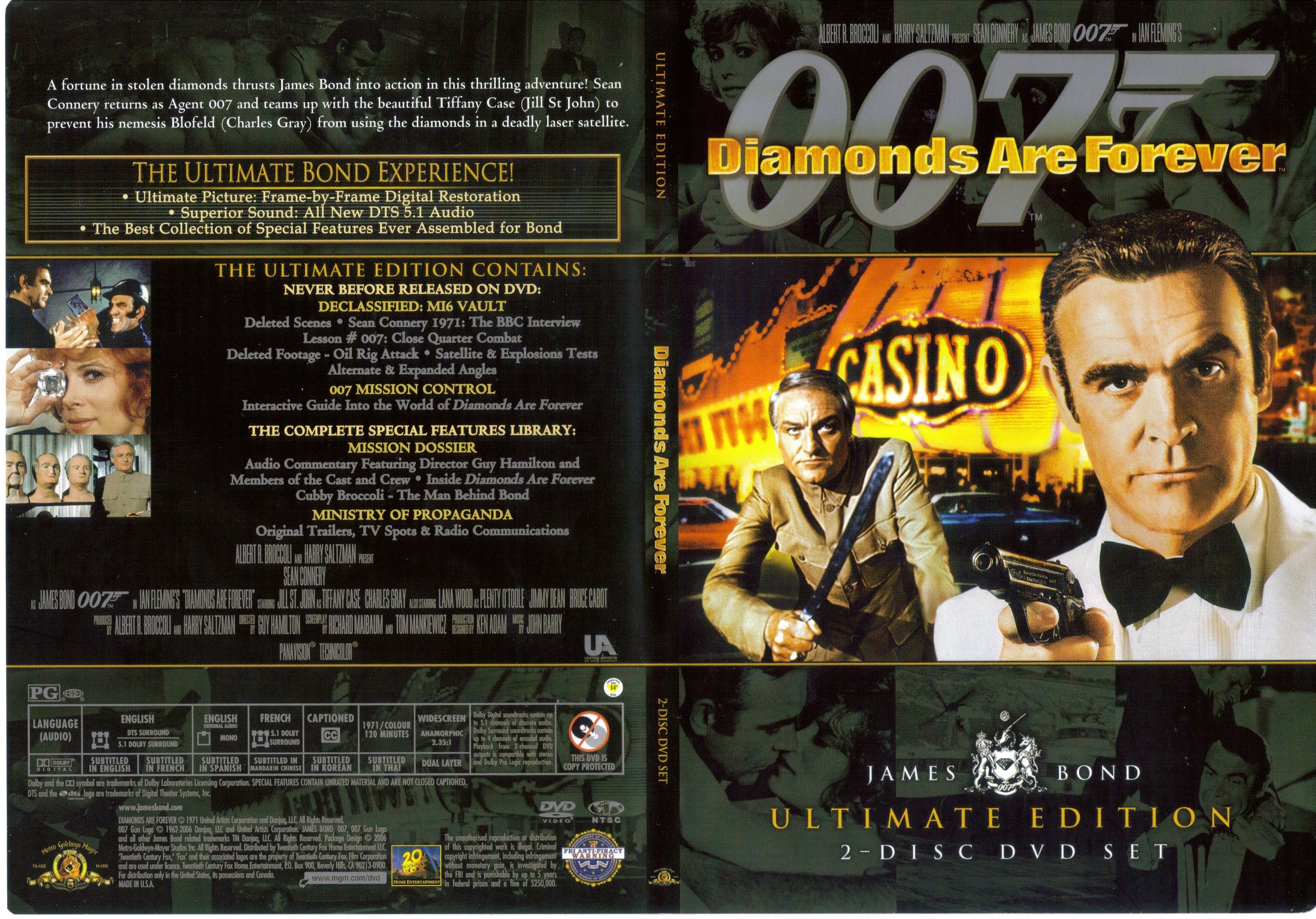 Jaquette DVD James bond 007 Les diamants sont ternels Ultimate Edition - SLIM (Canadienne)