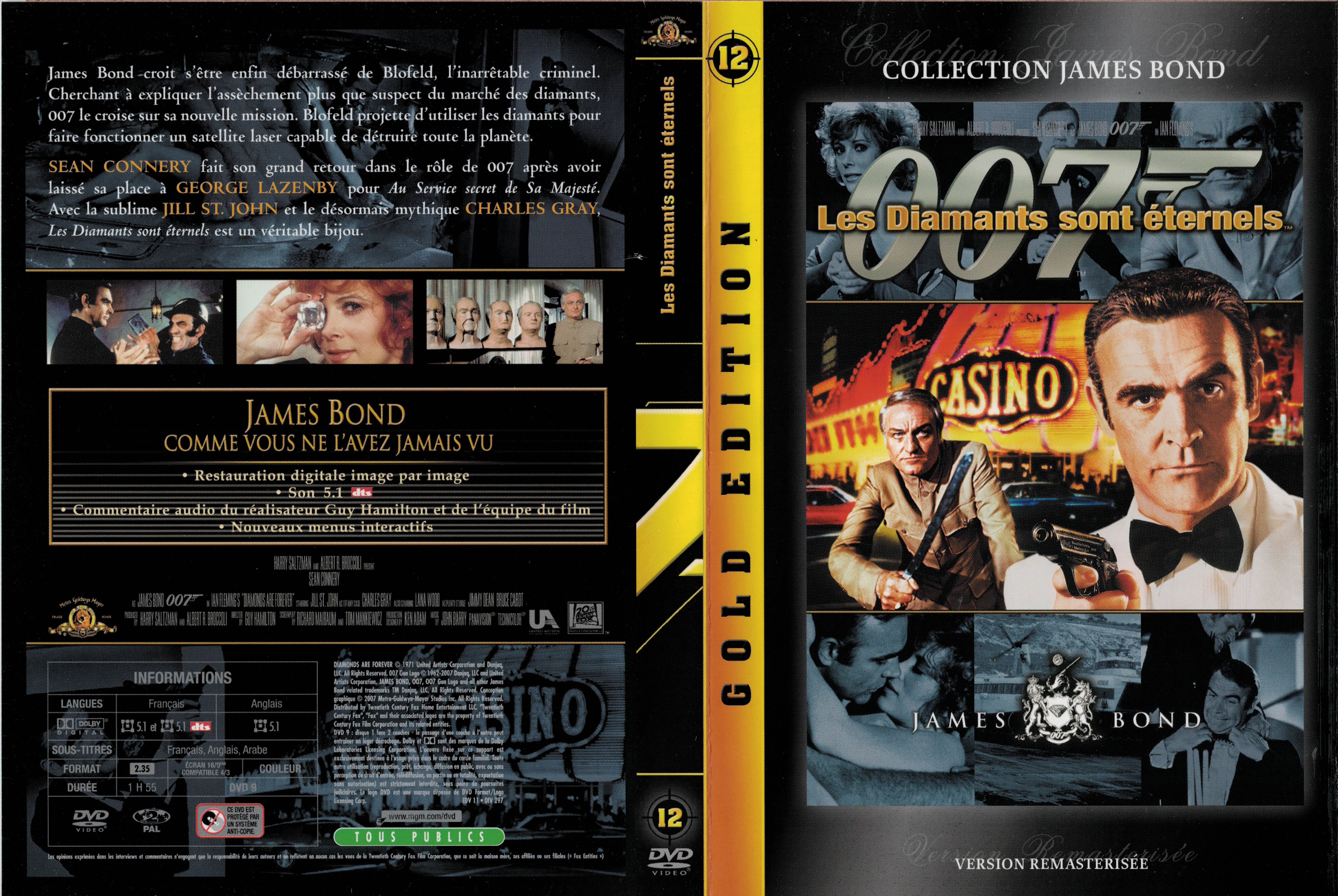 Jaquette DVD James bond 007 Les diamants sont �ternels v3