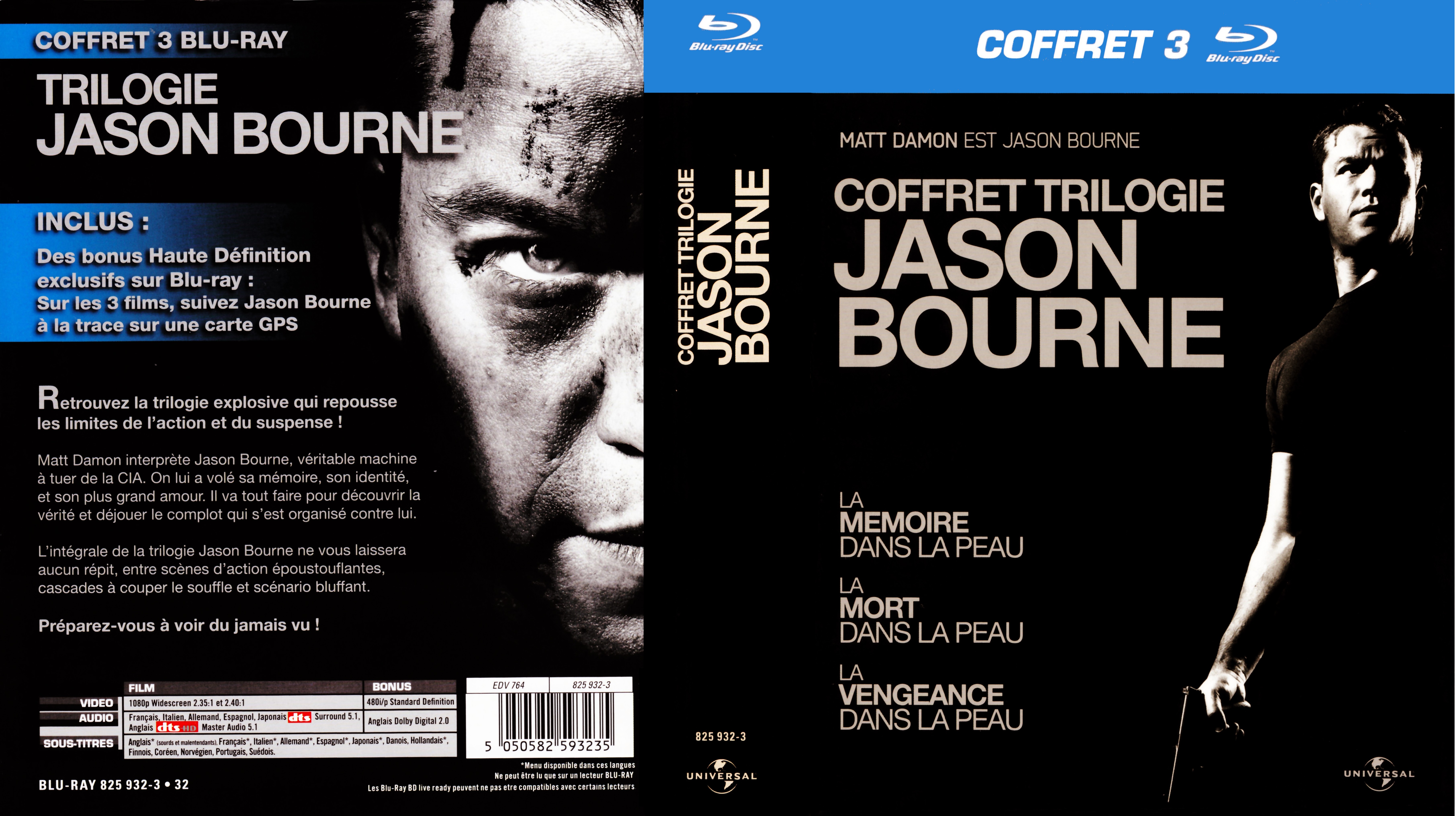 Jaquette DVD Jason Bourne Trilogie COFFRET (BLU-RAY)