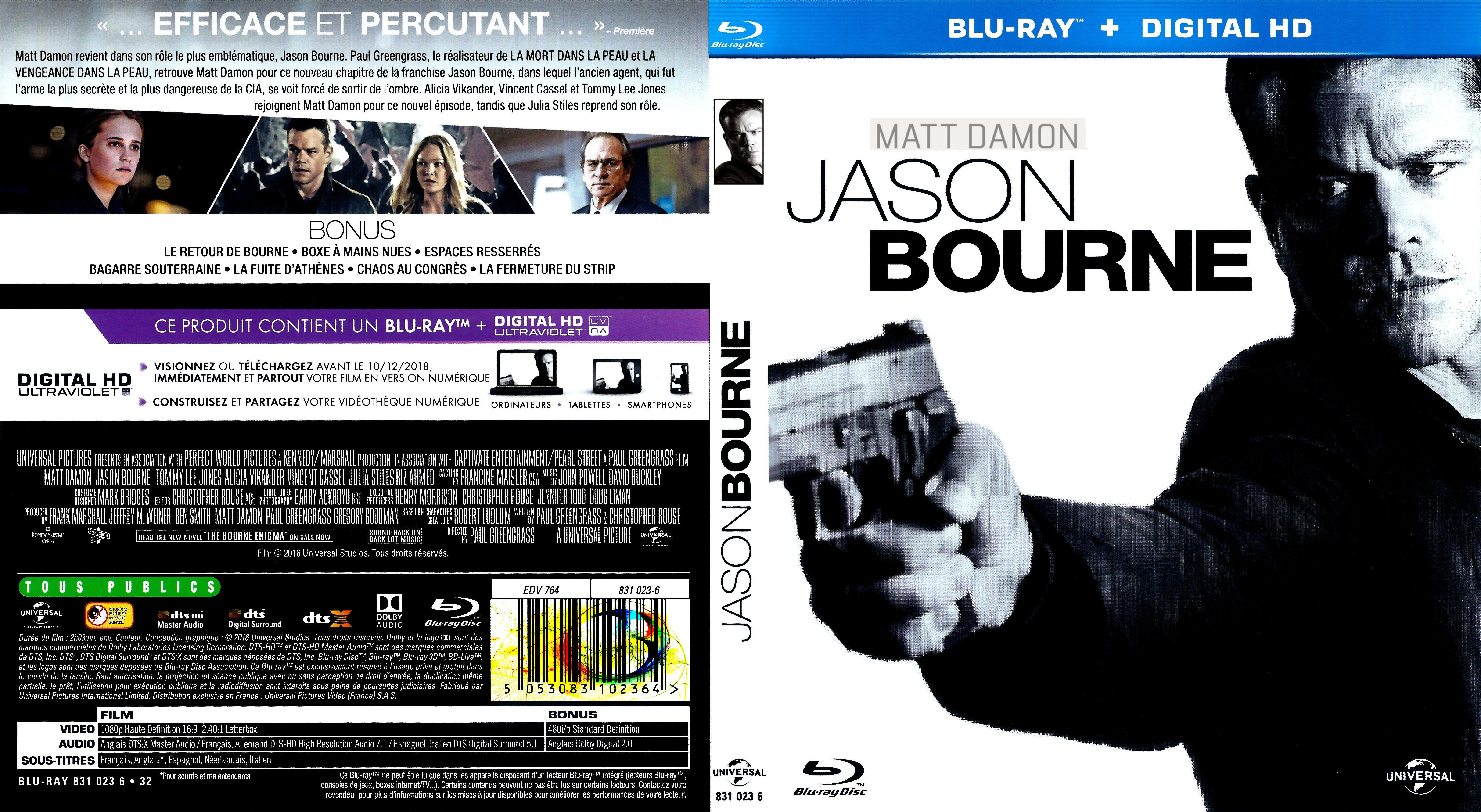 Jaquette DVD Jason Bourne (BLU-RAY)