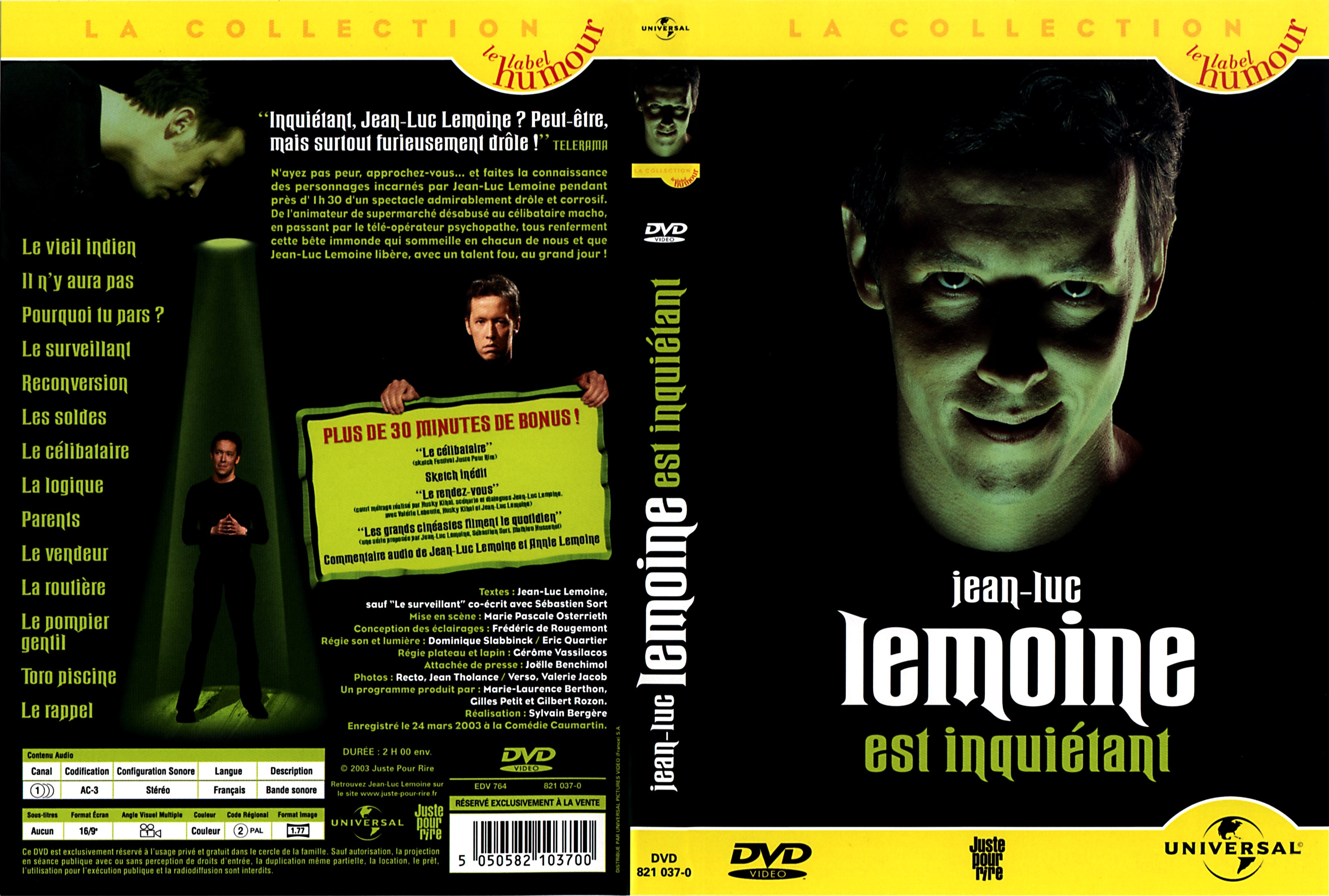 Jaquette DVD Jean-Luc Lemoine est inquitant