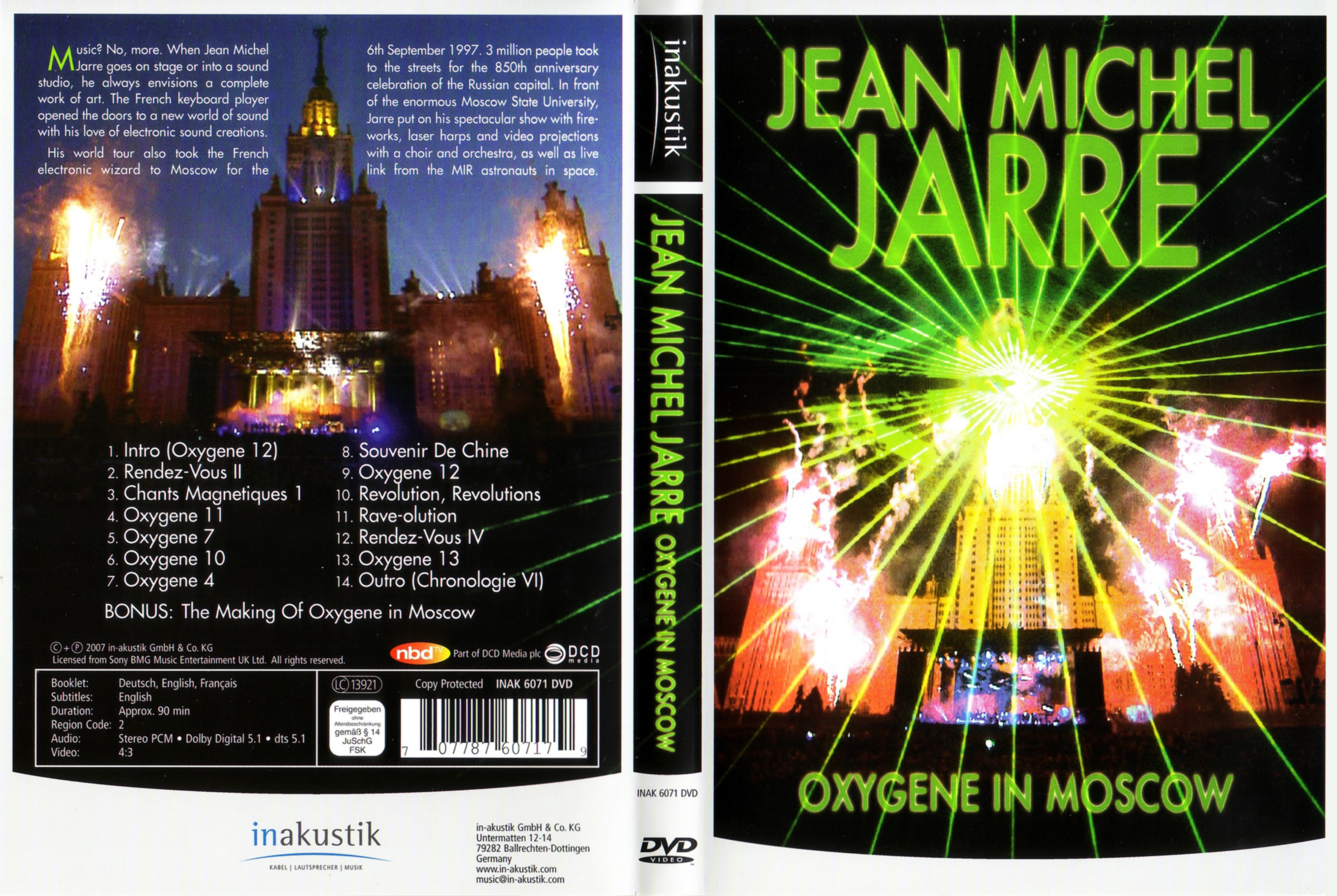 Jaquette DVD Jean-Michel Jarre - Oxygene in Moscow