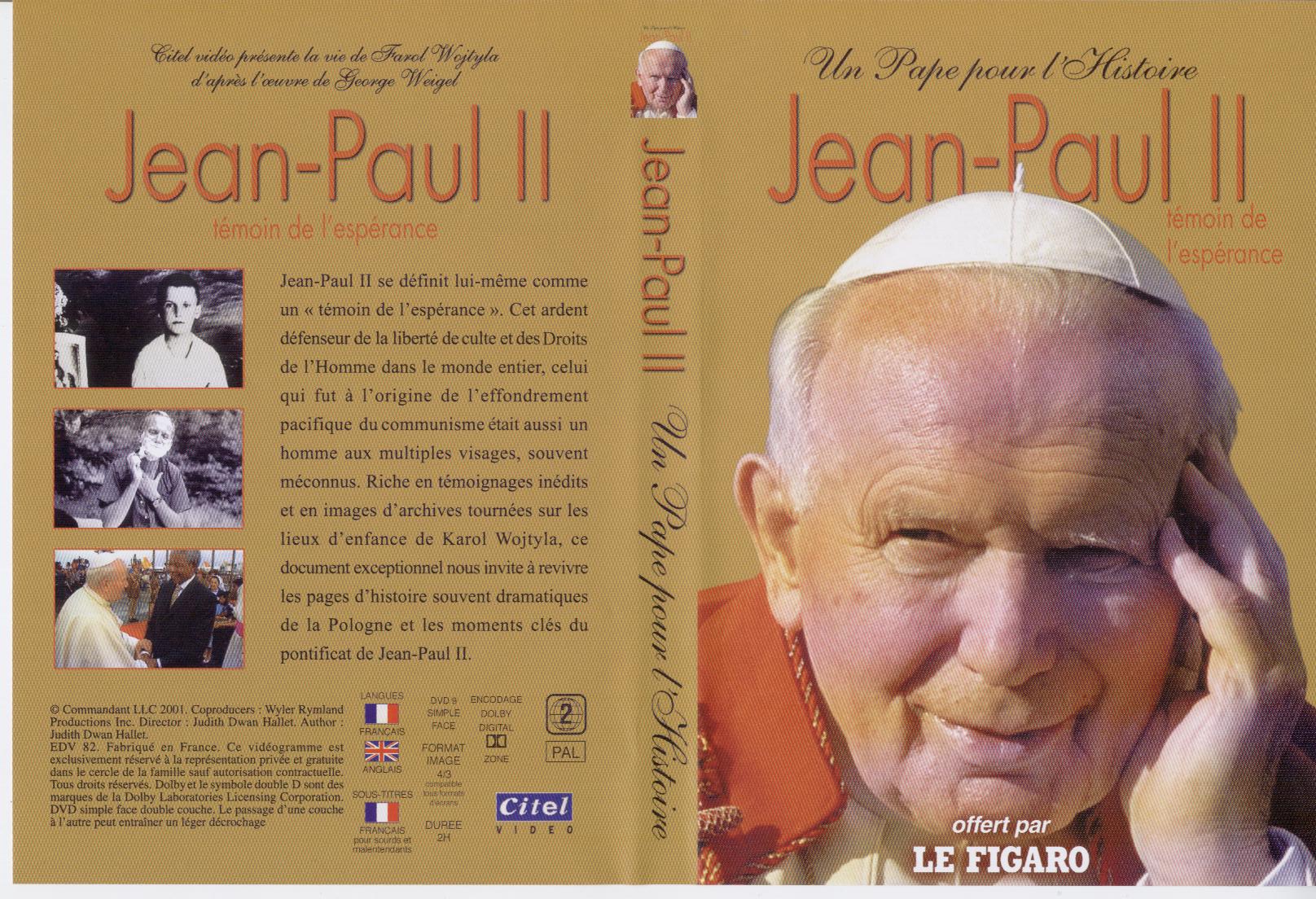 Jaquette DVD Jean-Paul II - Un Pape pour l