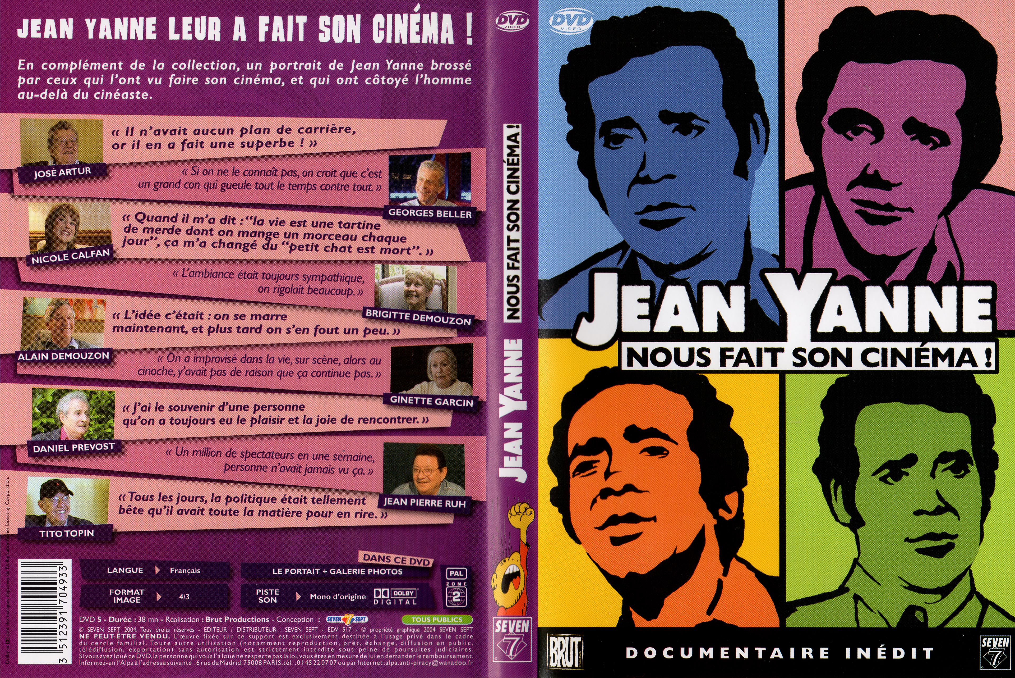 Jaquette DVD Jean Yanne nous fait son cinema