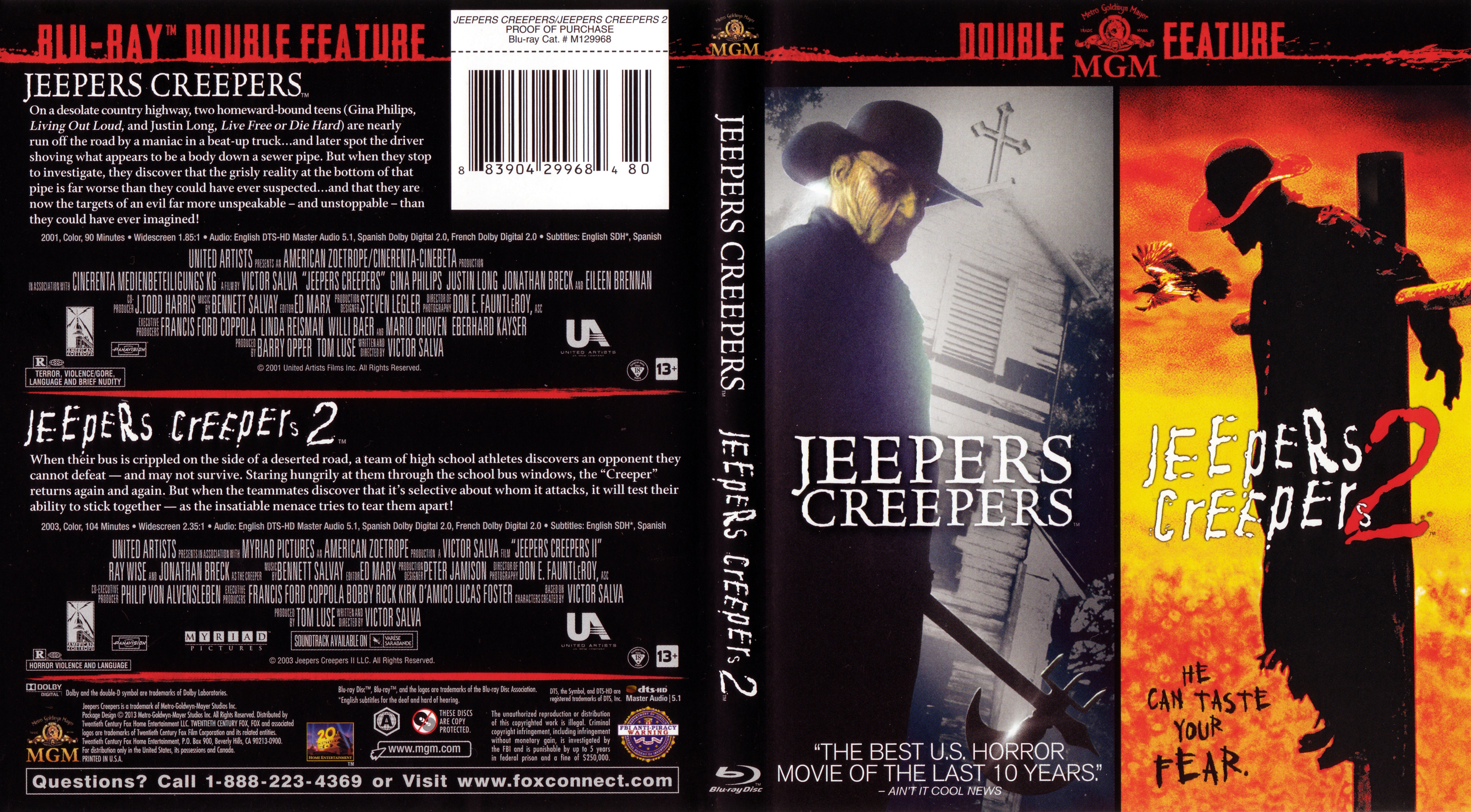 Jaquette DVD Jeepers Creepers 1 + 2 Zone 1 (BLU-RAY)