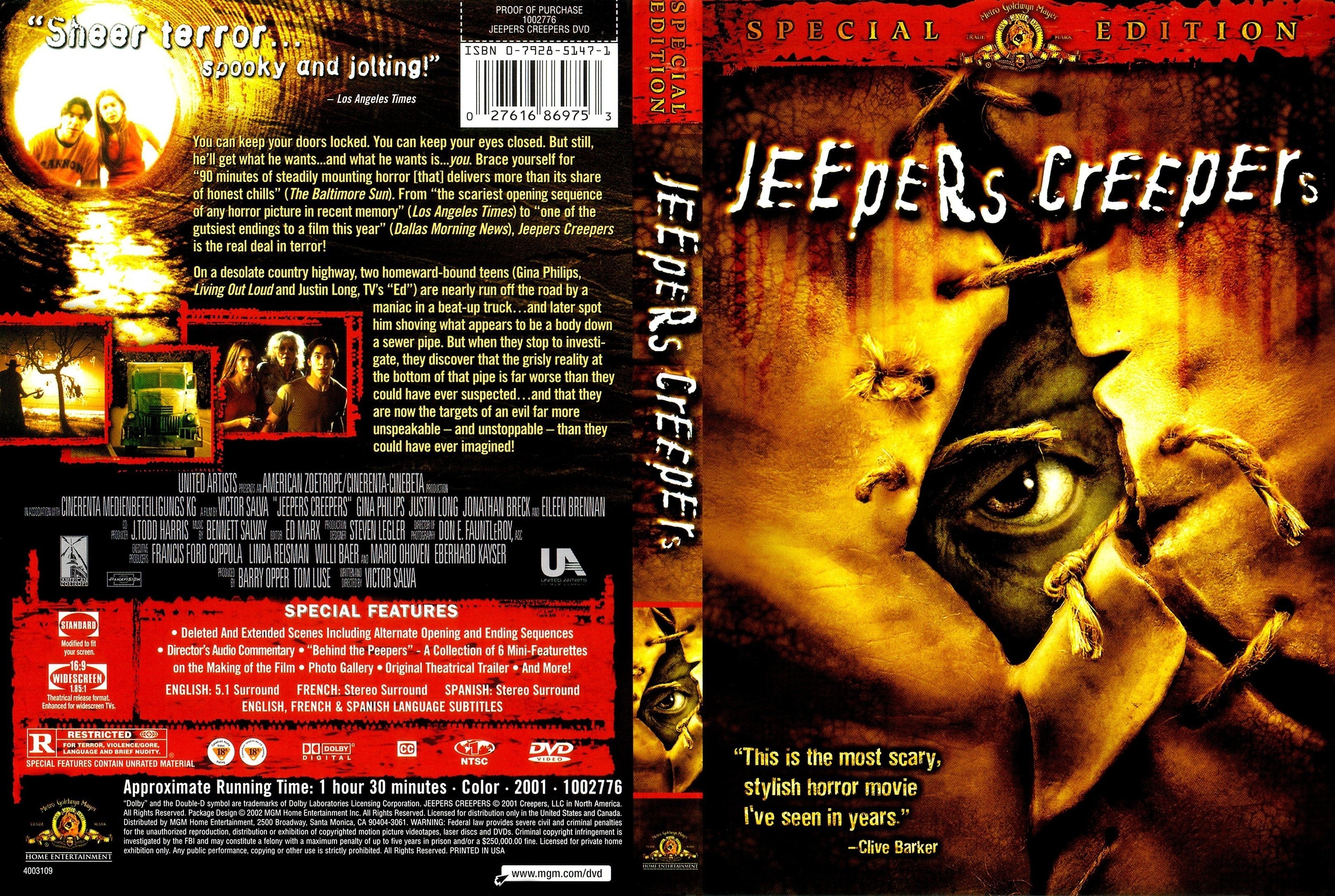 Jaquette DVD Jeepers Creepers (Canadienne)