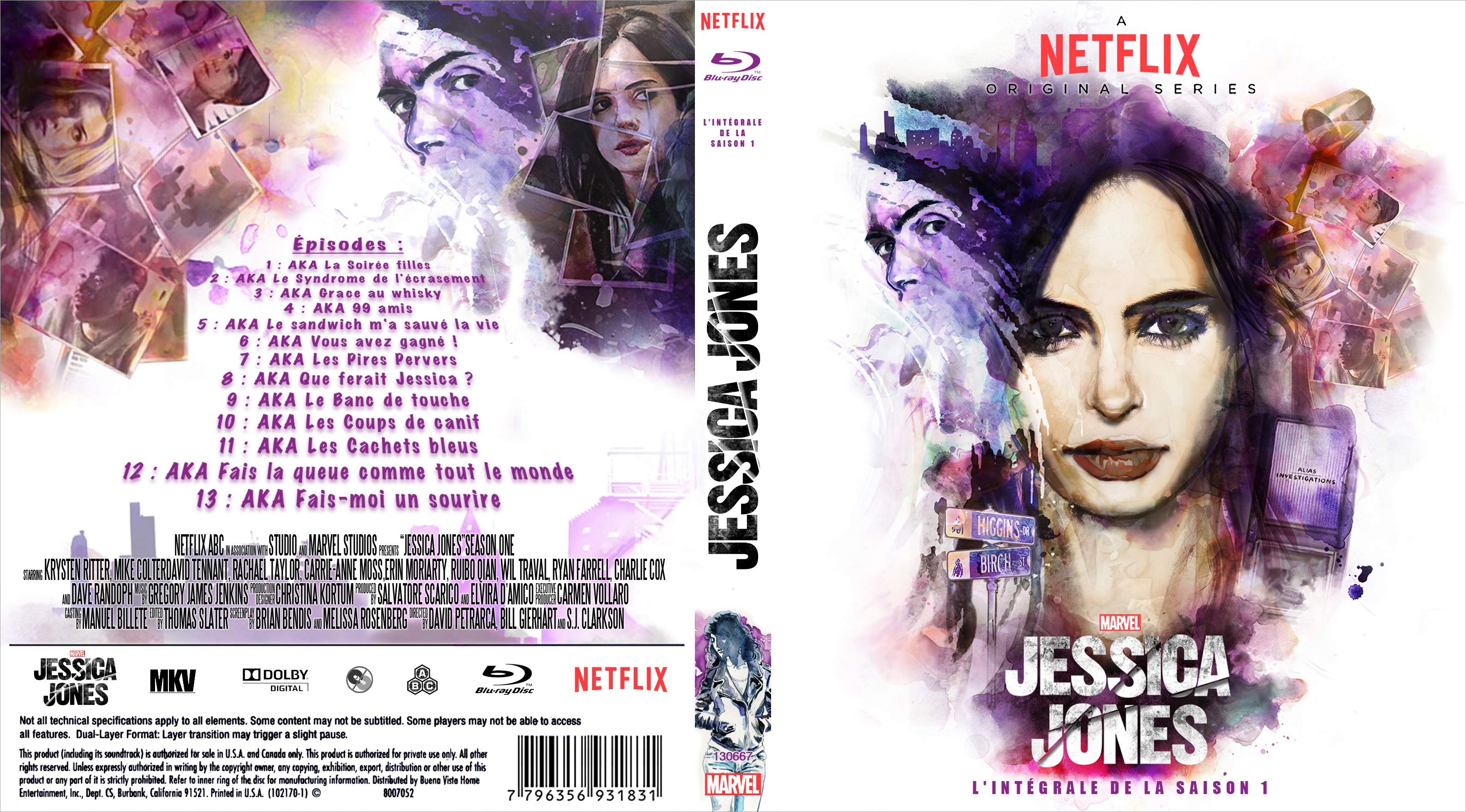 Jaquette DVD Jessica Jones saison 1 custom (BLU-RAY)