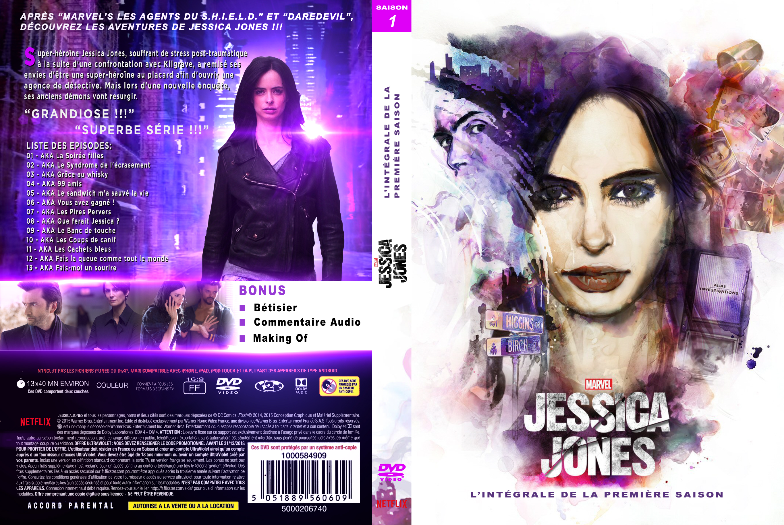 Jaquette DVD Jessica Jones saison 1 custom v2