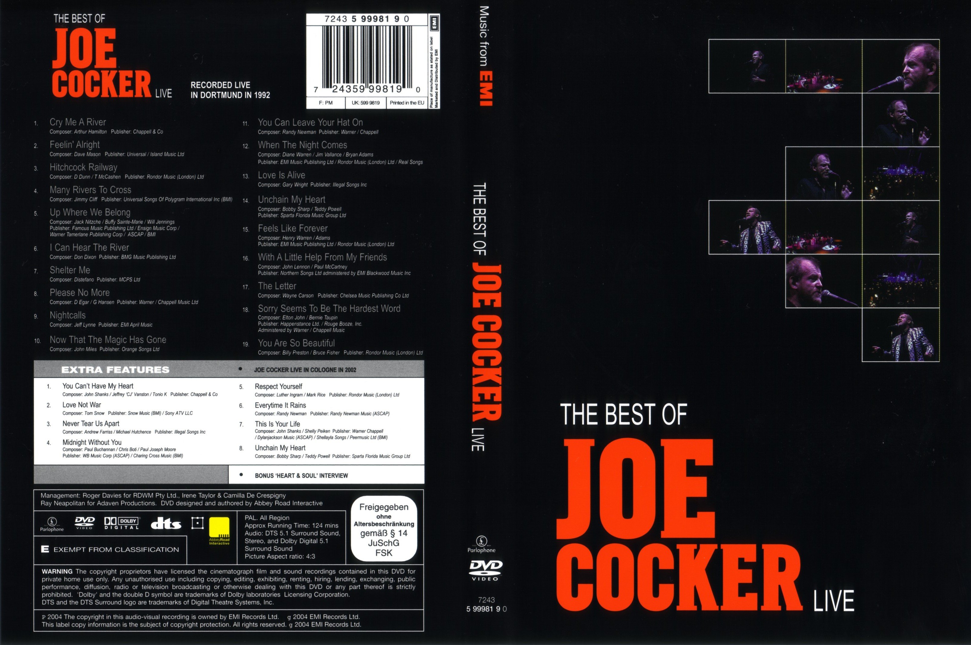 Jaquette DVD Joe Cocker The best of live
