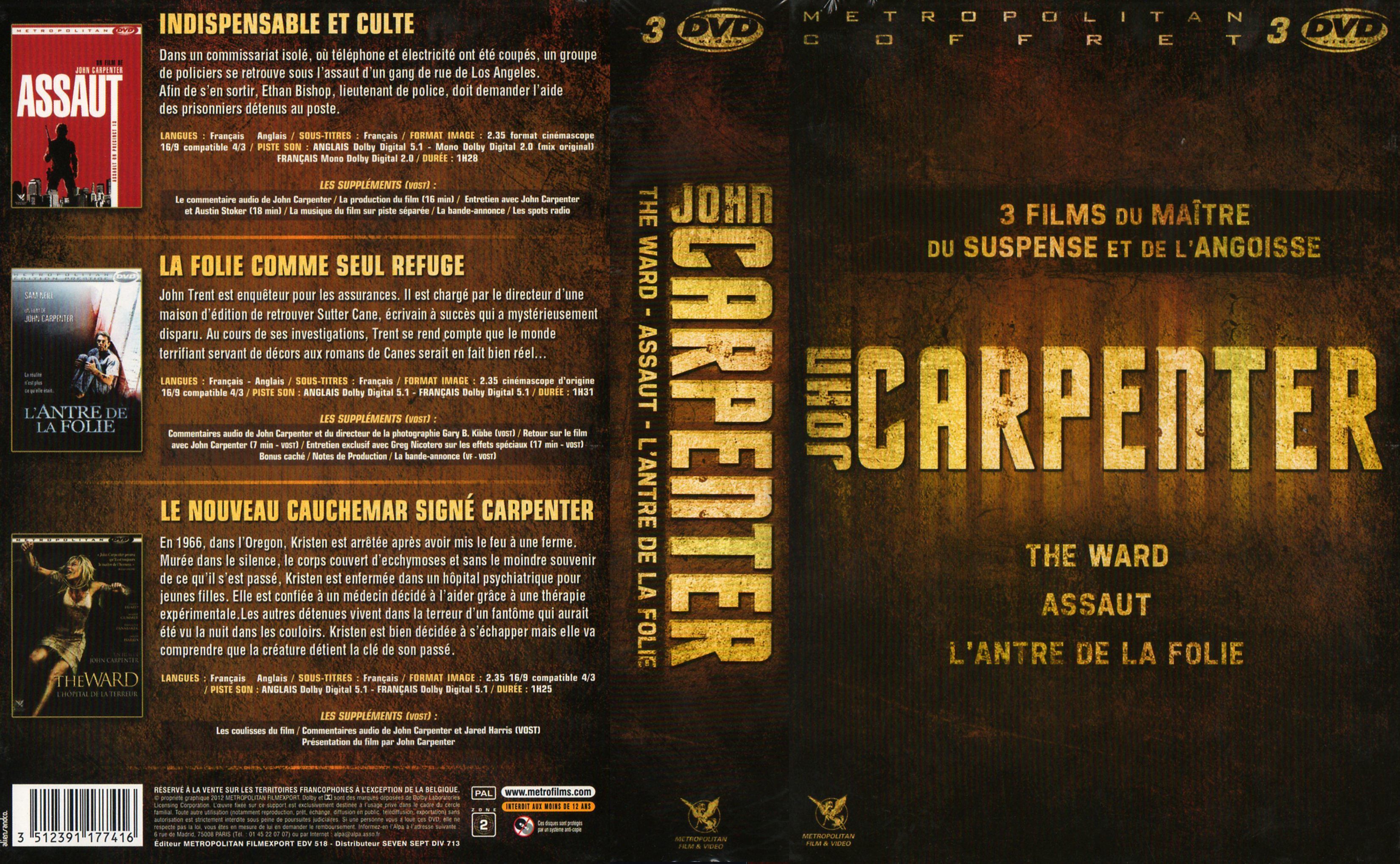 Jaquette DVD John Carpenter COFFRET