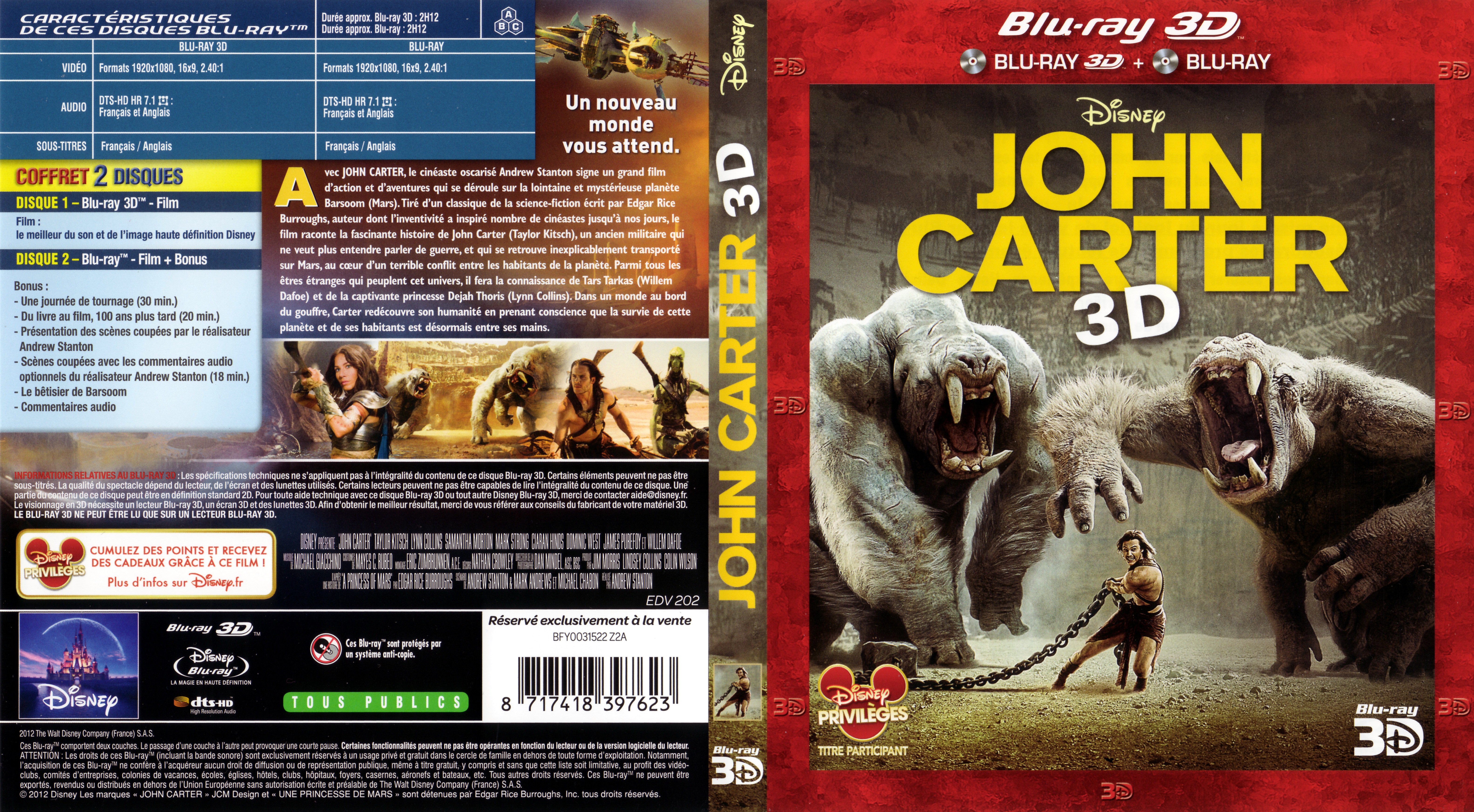 Jaquette DVD John Carter 3D (BLU-RAY) v2