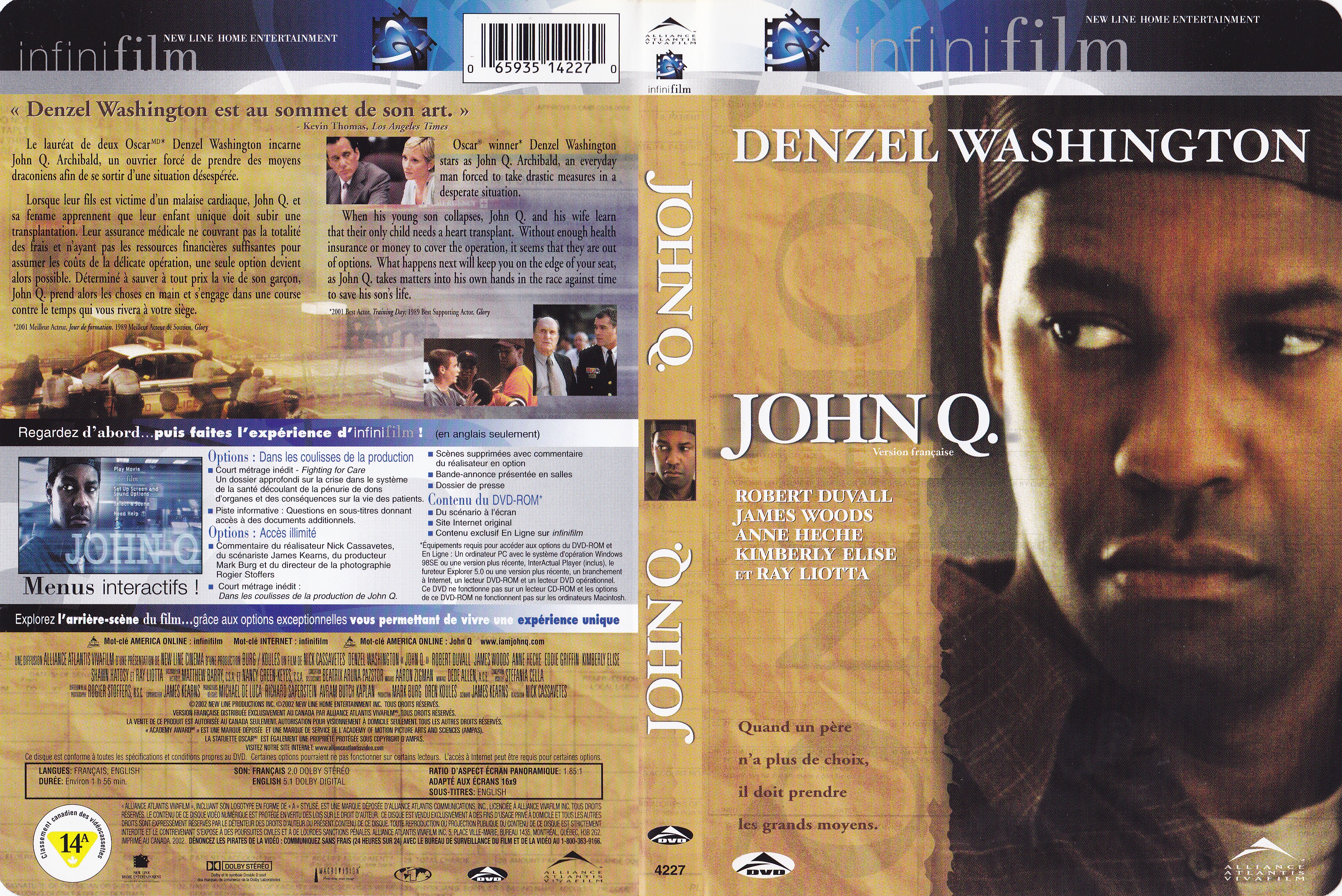 Jaquette DVD John Q (Canadienne)