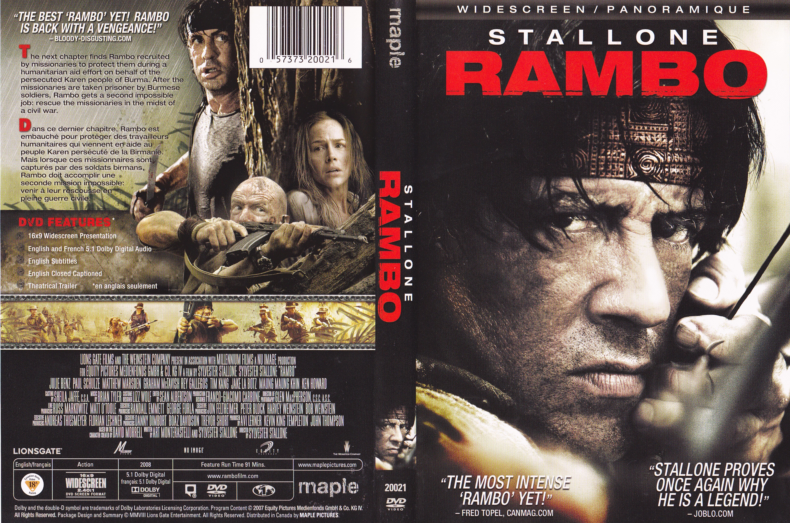 Jaquette DVD John Rambo (Canadienne)