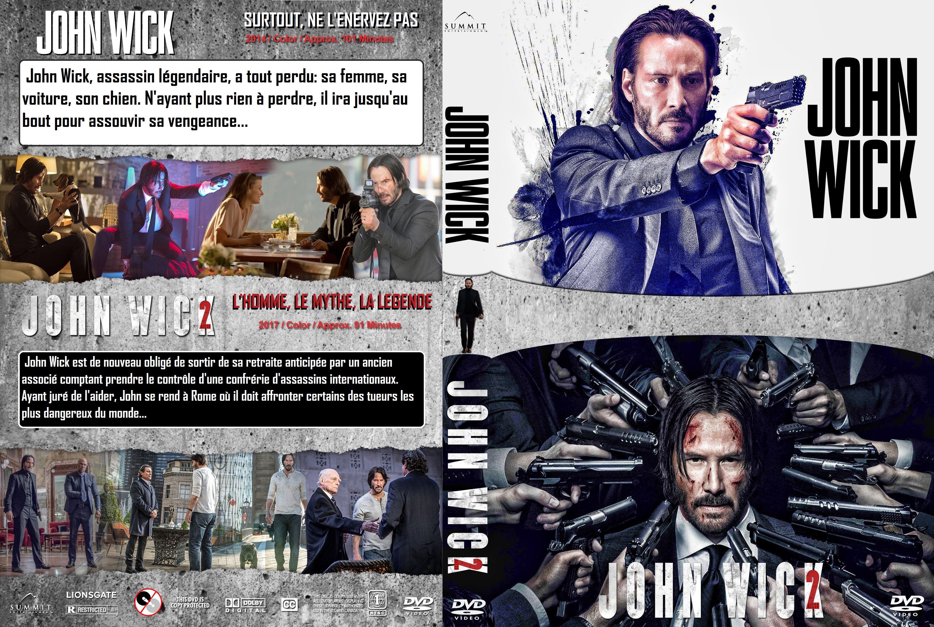 Jaquette DVD John Wick 1 & 2 custom