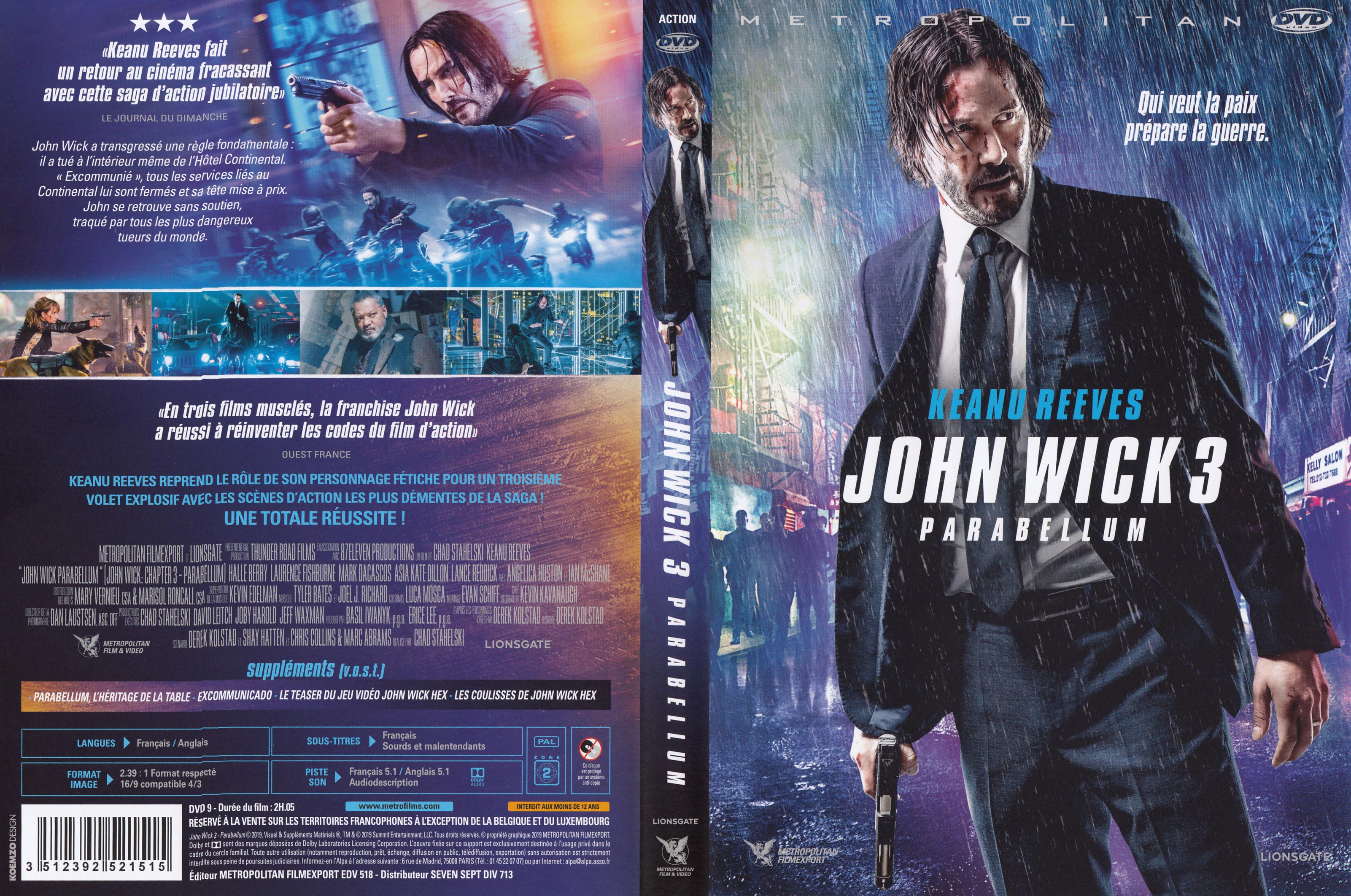 Jaquette DVD John Wick 3 Parabellum