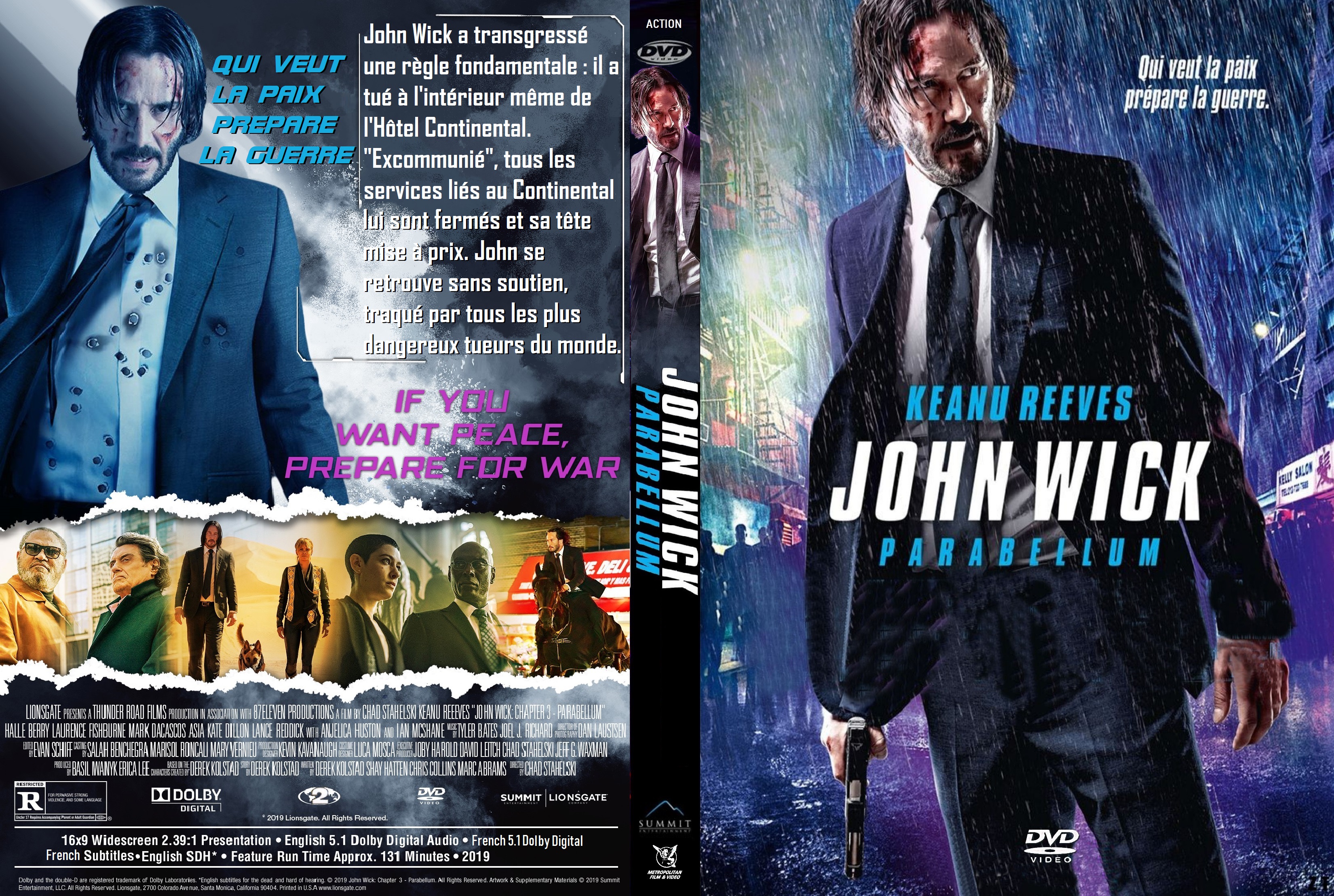 Jaquette DVD John Wick 3 Parabellum custom