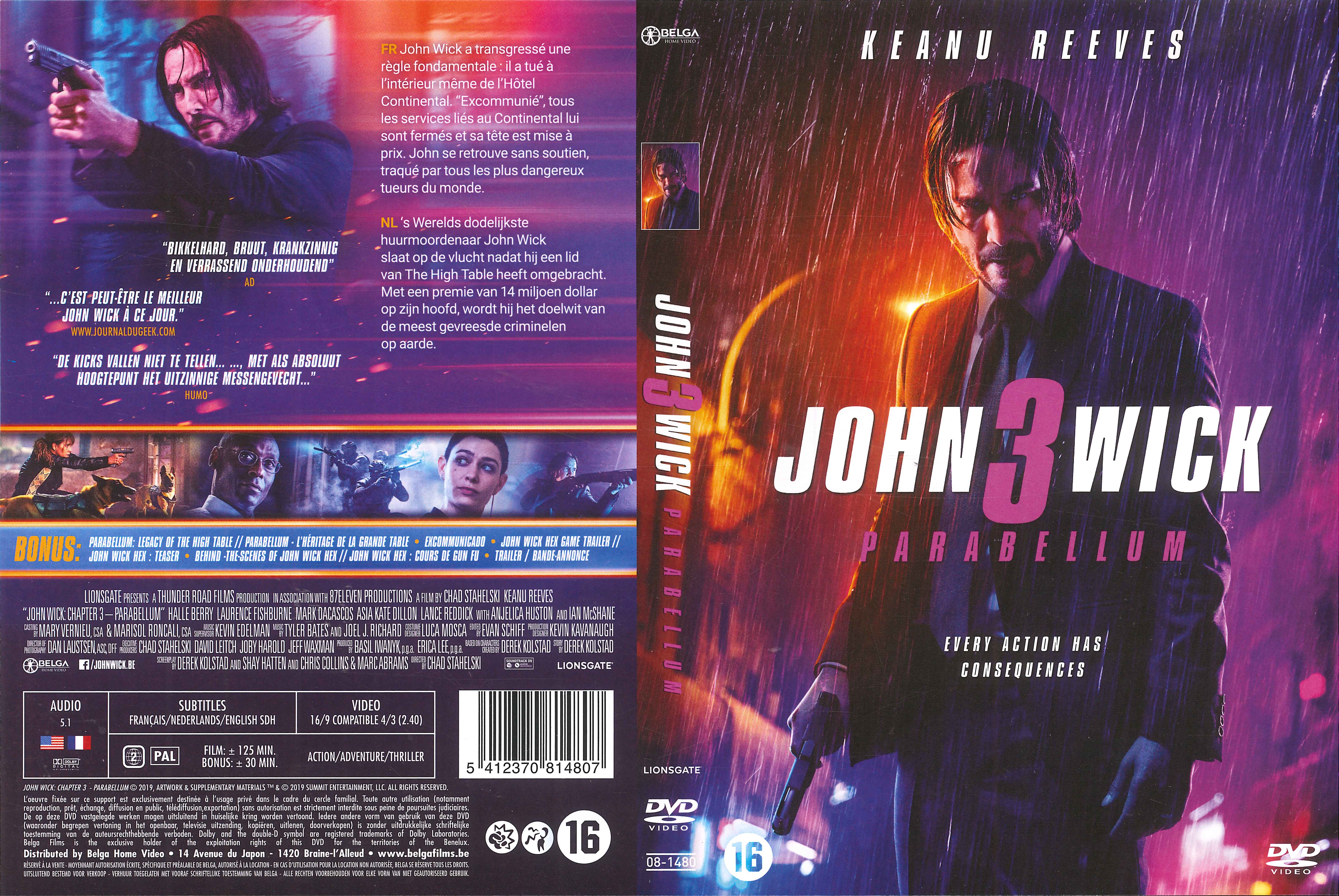 Jaquette DVD John Wick 3 Parabellum v2