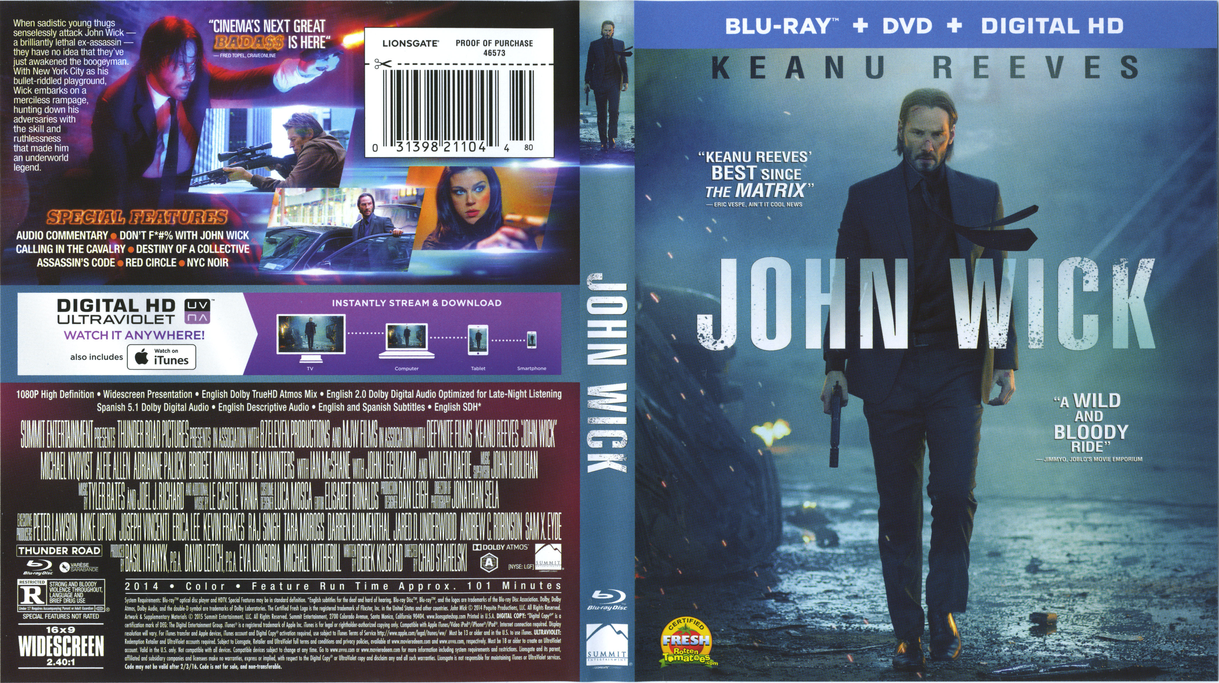 Jaquette DVD John Wick Zone 1 (BLU-RAY)