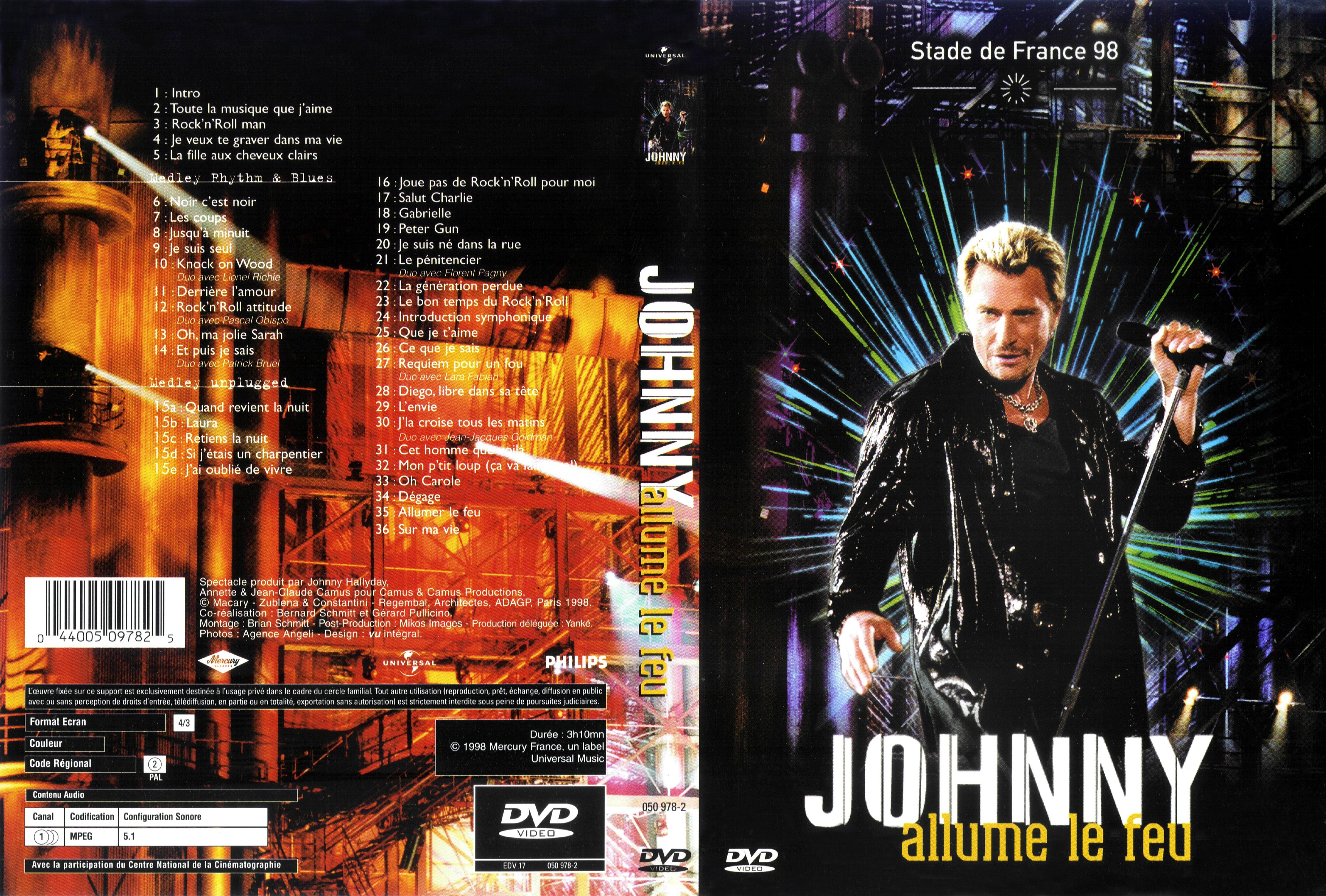 Jaquette DVD Johnny Hallyday Allume le feu
