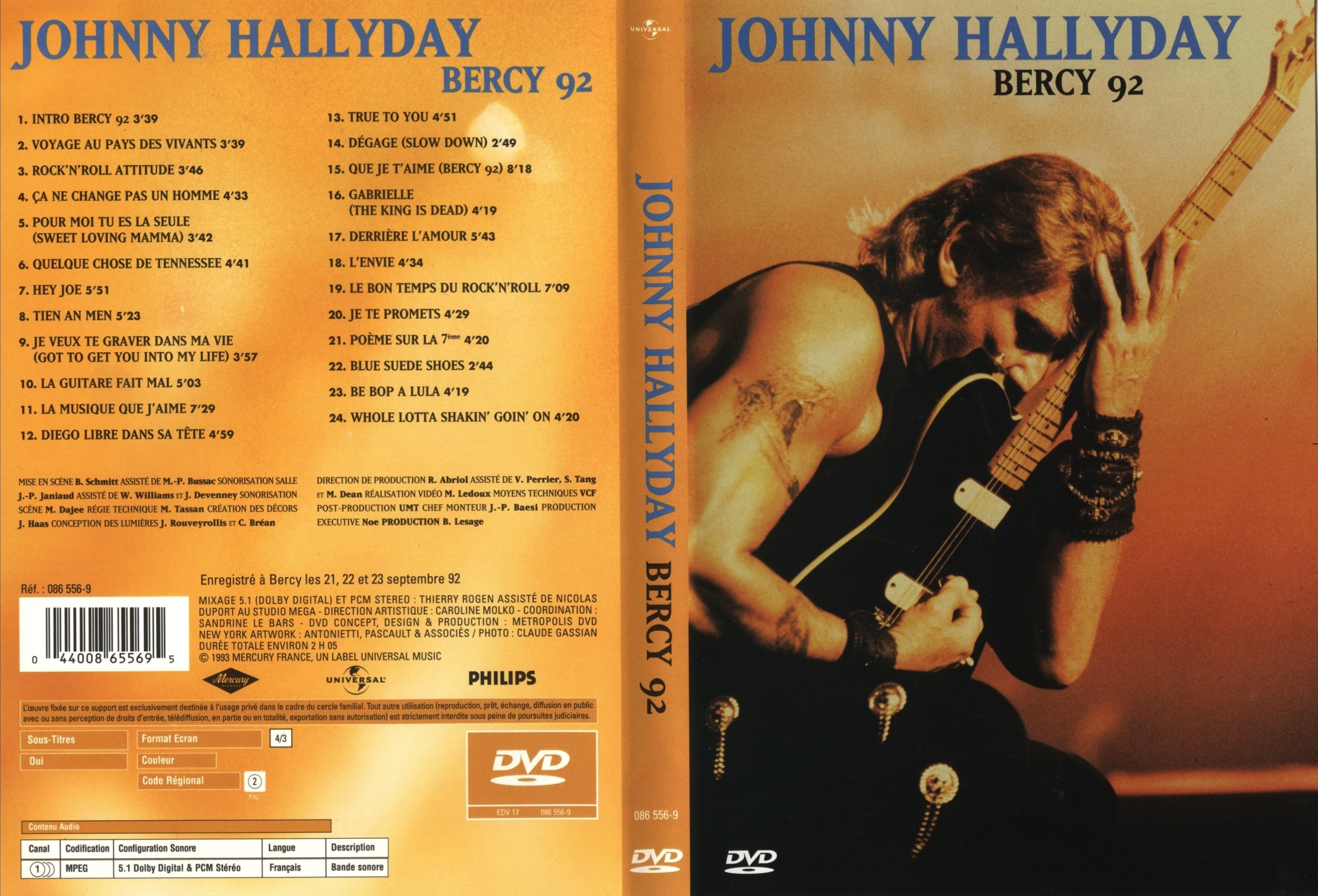 Jaquette DVD Johnny Hallyday Bercy 1992