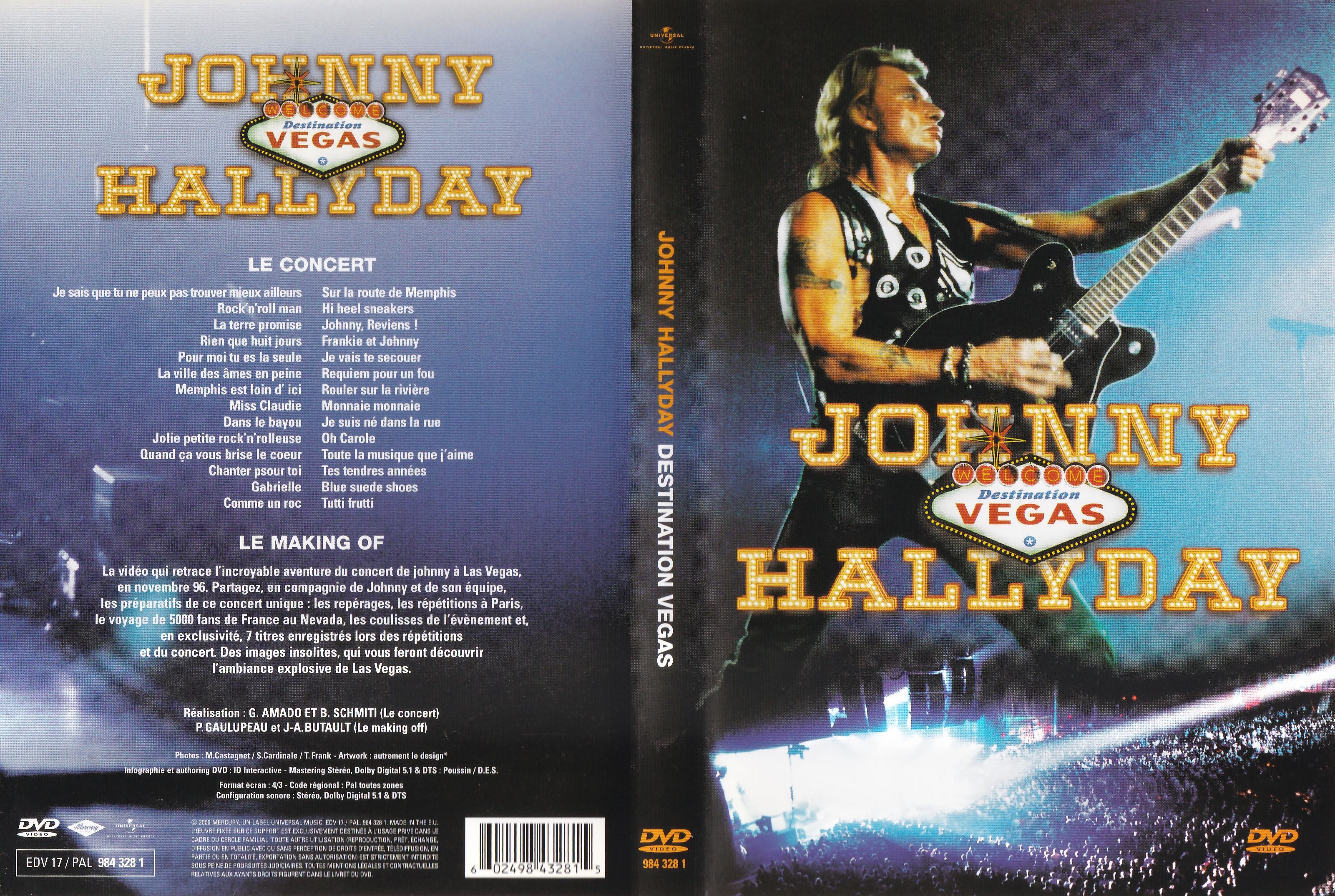 Jaquette DVD Johnny Hallyday Destination Vegas