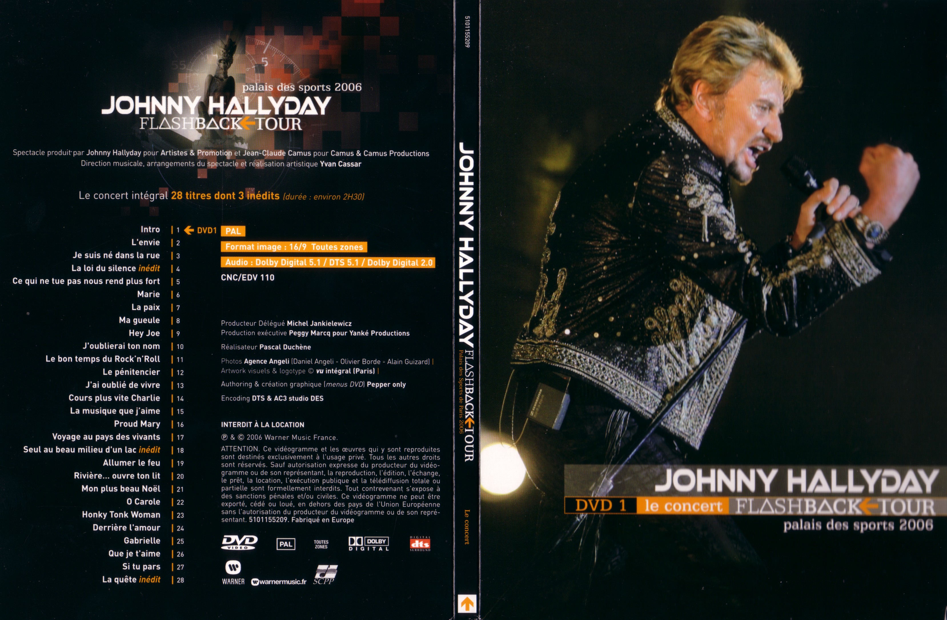 Jaquette DVD Johnny Hallyday Flashback Tour 2006 DVD 1