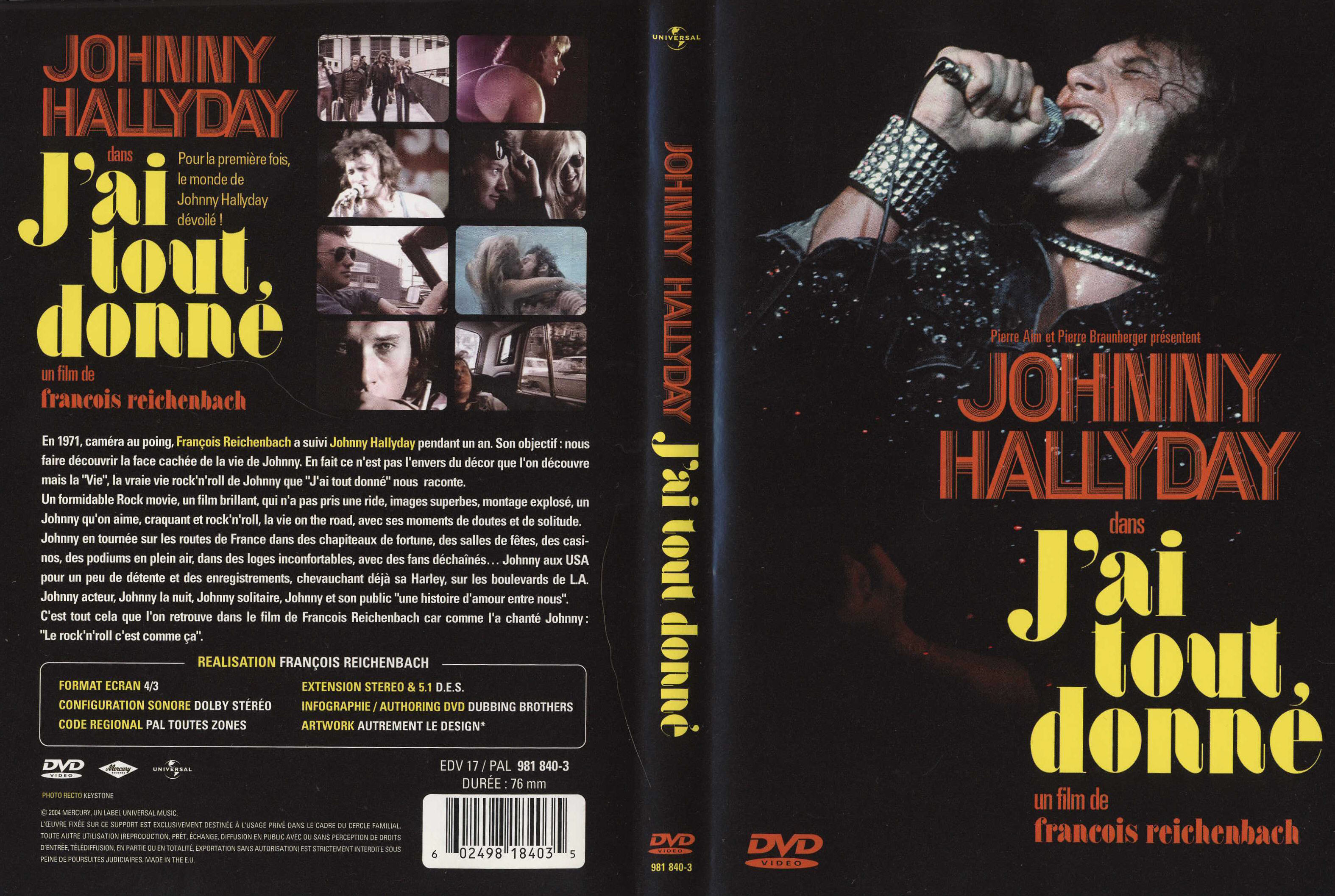 Jaquette DVD Johnny Hallyday J